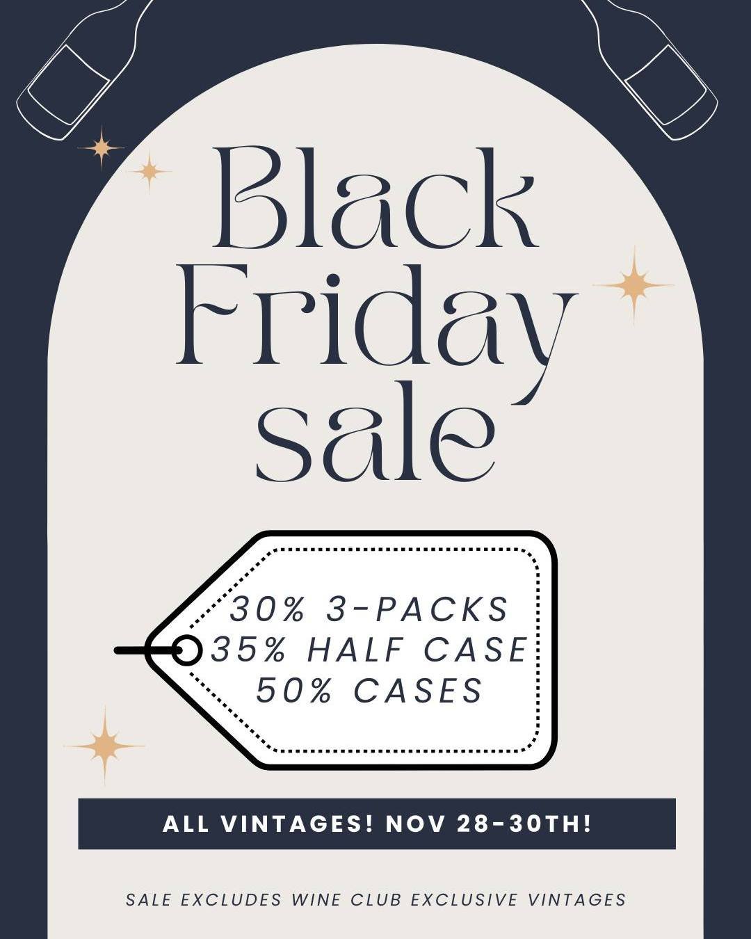 Our best sale of the year is here! Stock up on your favorites or pick up gifts for the wine lovers in your life. Enjoy 30% off 3-packs, 35% off half cases, and 50% off full cases&mdash;across all vintages!