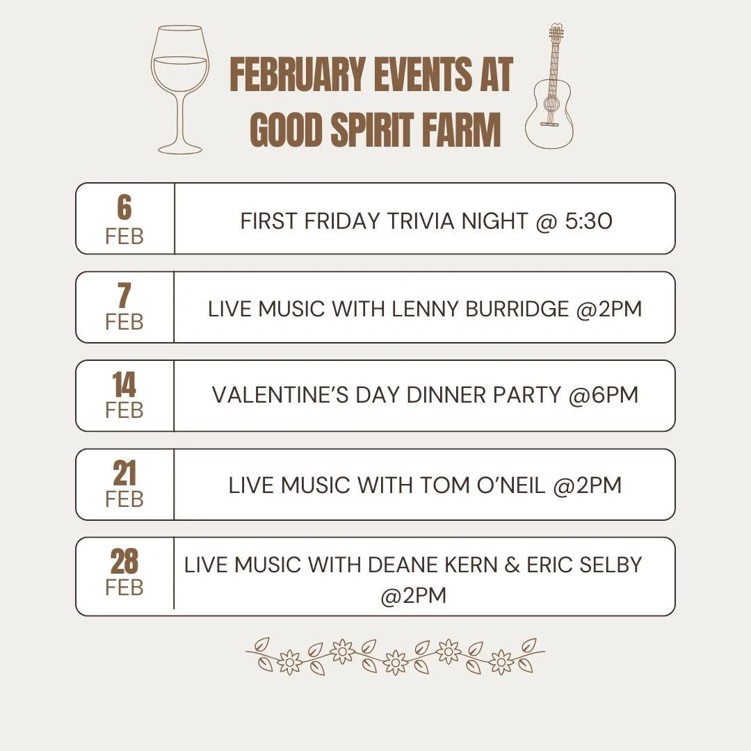 February is packed with exciting things! 🎉 Enjoy great live music, First Friday Trivia, and our second Valentine&rsquo;s Day Dinner Party. We can&rsquo;t wait to celebrate the month with you!
