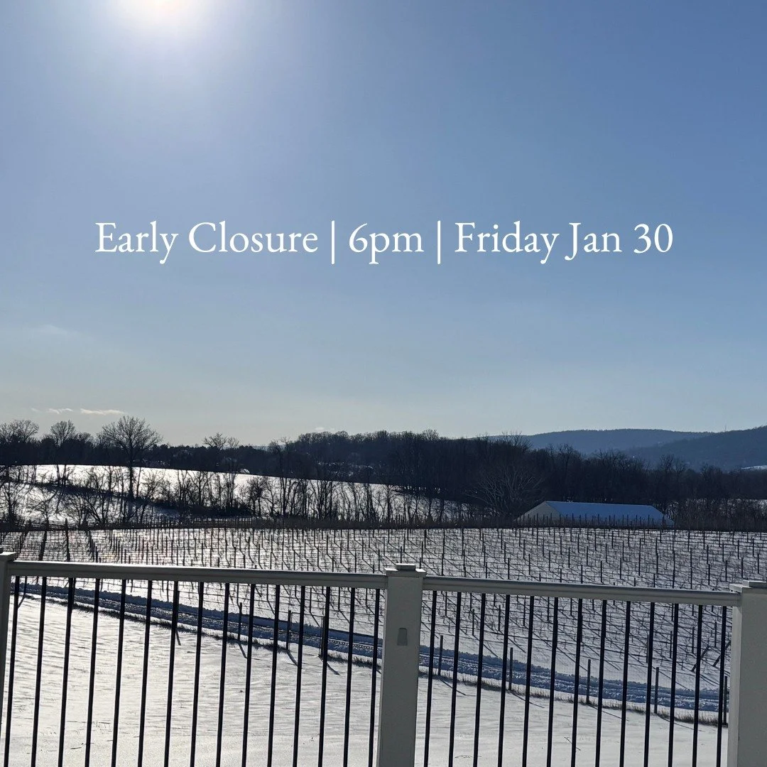 We&rsquo;ll be closing early tomorrow (6 PM) on Jan 30 so everyone can get home safely with the icy roads. Stop by anytime from 1&ndash;6 PM for some delicious wine!