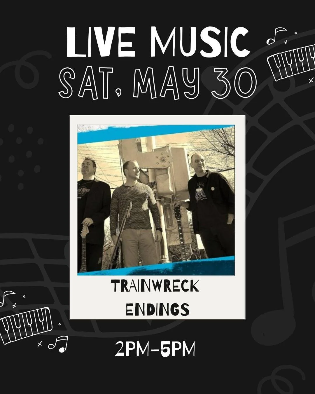 Live music + beautiful weather = the perfect weekend. 🎶☀️🍷

Trainwreck Endings are in the Tasting Room today from 2&ndash;5 PM. Come grab a glass and enjoy the tunes!