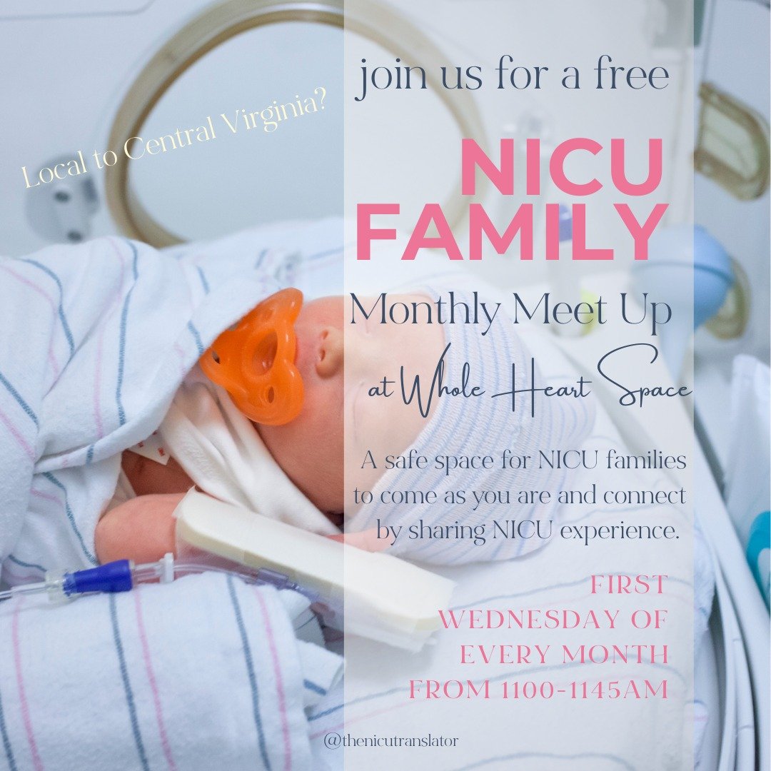 NICU families deserve a place to connect, share and learn from each other, and so our NICU Families meet up led by Mary (BSN RNC-NIC &amp; owner of @thenicutranslator) was born!

✨ 1st Wednesday of every month, 11:00-11:45am.

✨ Always totally FREE.
