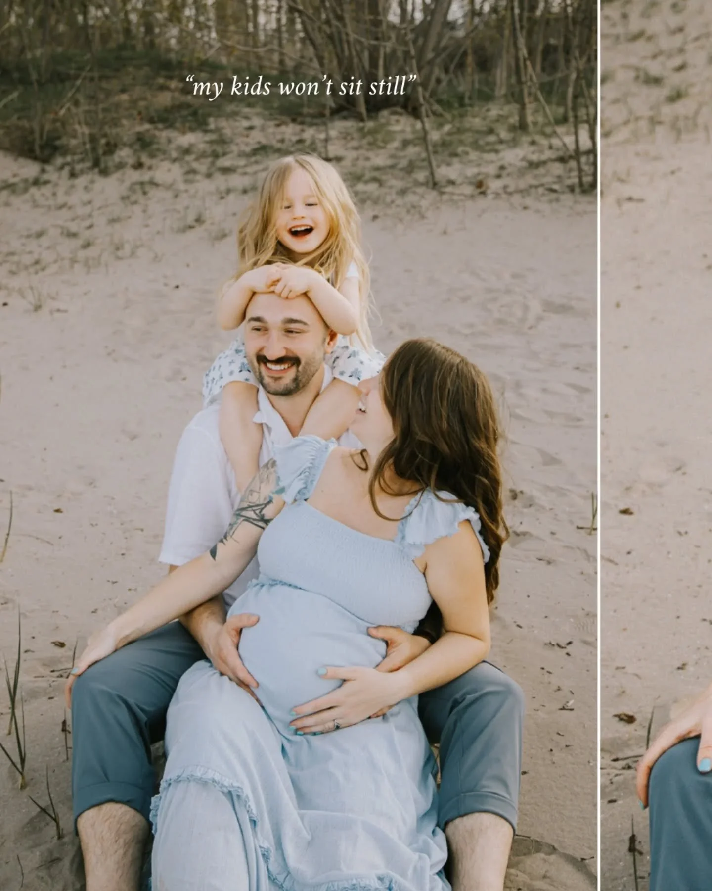 Please, let them be kids! Funny faces, climbing on dad and getting chased by their older sibling is going to be so much better for photos than standing still, saying cheese and bribing them with candy. 

Ok, candy can be used but it's so much better 