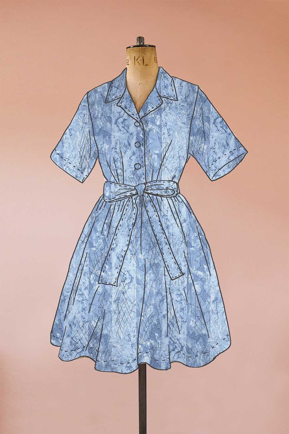 blue marble stripe denim style shirt dress