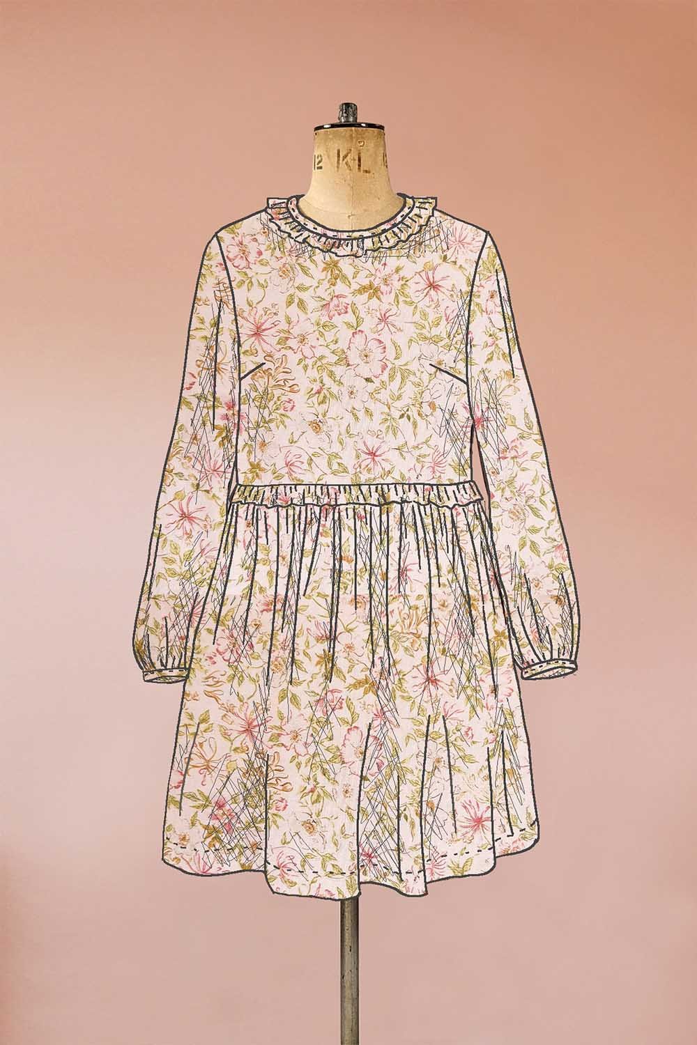 ditsy print short smock dress