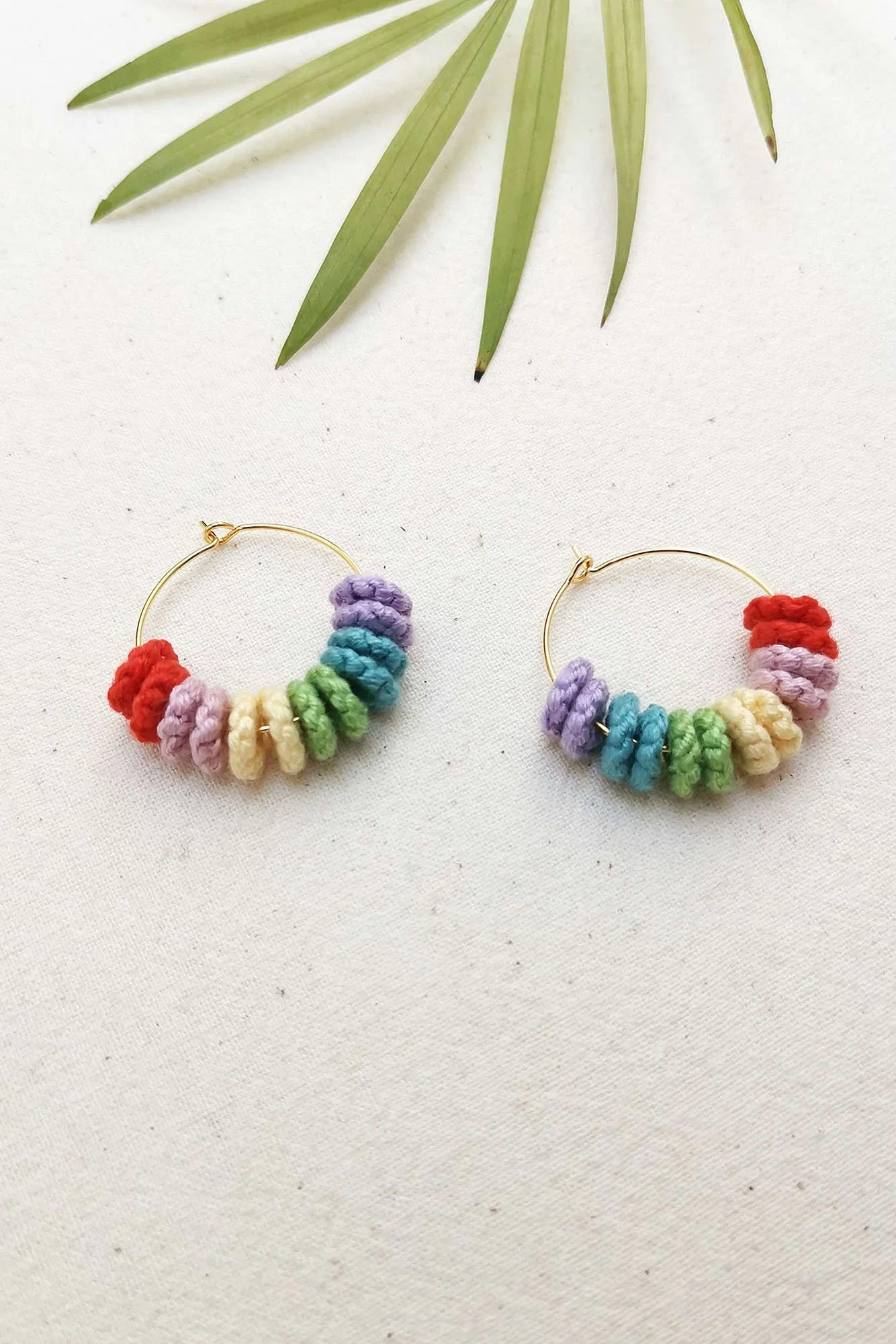 Rainbow beaded hoop earrings Clearance