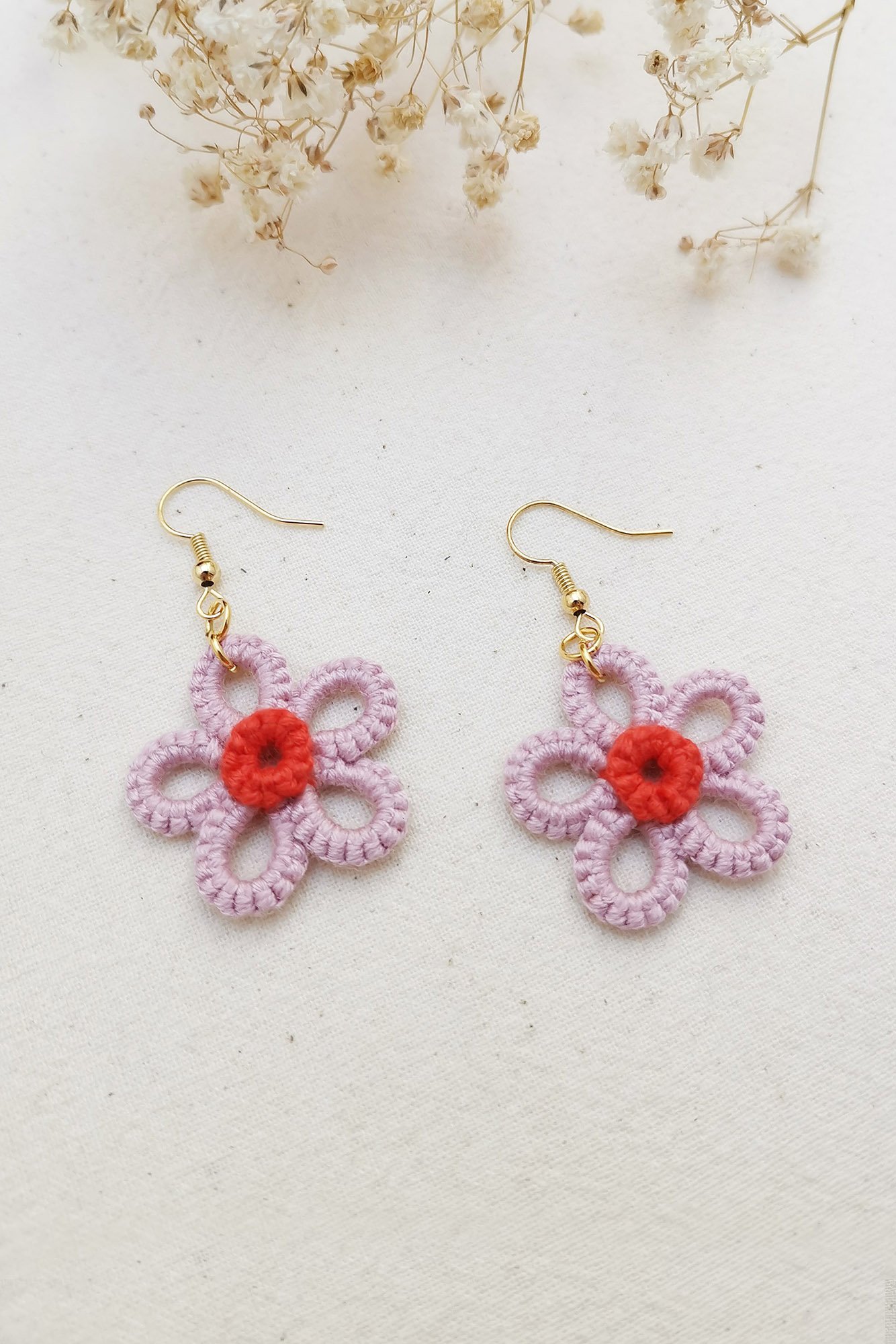 Pink and Red Retro Cherry Blossom Earrings