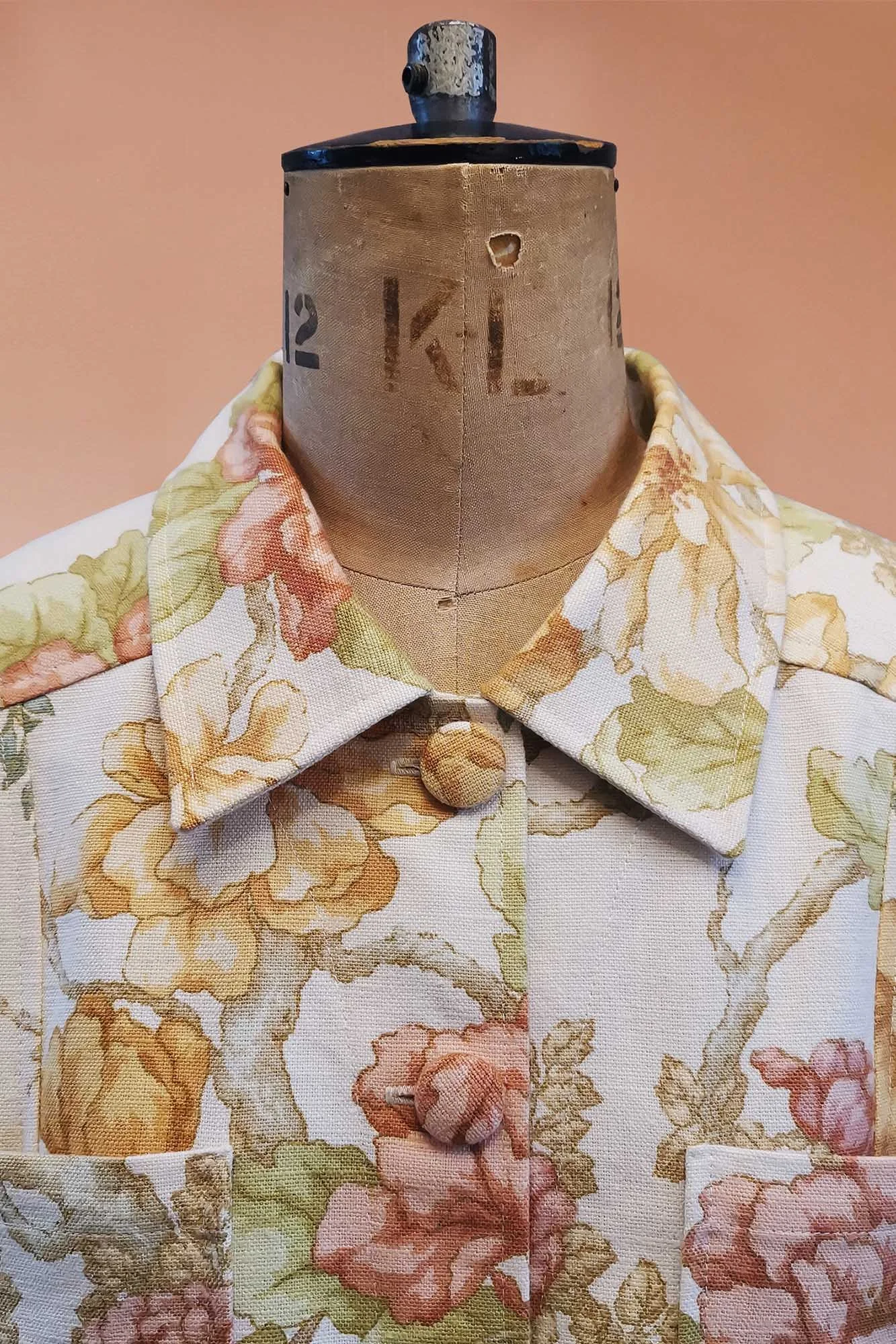 Spring Floral Wildflower Print Upcycled Oversized Jacket