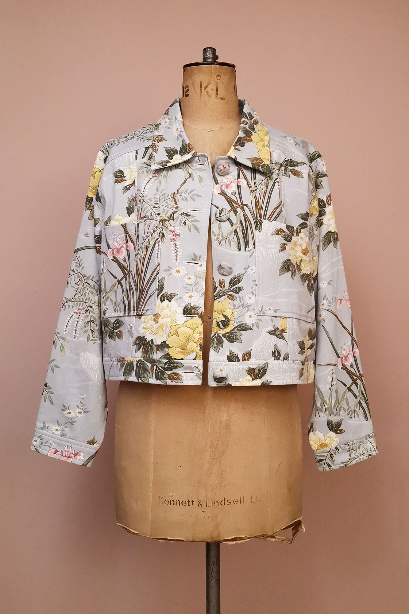 Spring Floral Wildflower Print Upcycled Oversized Jacket