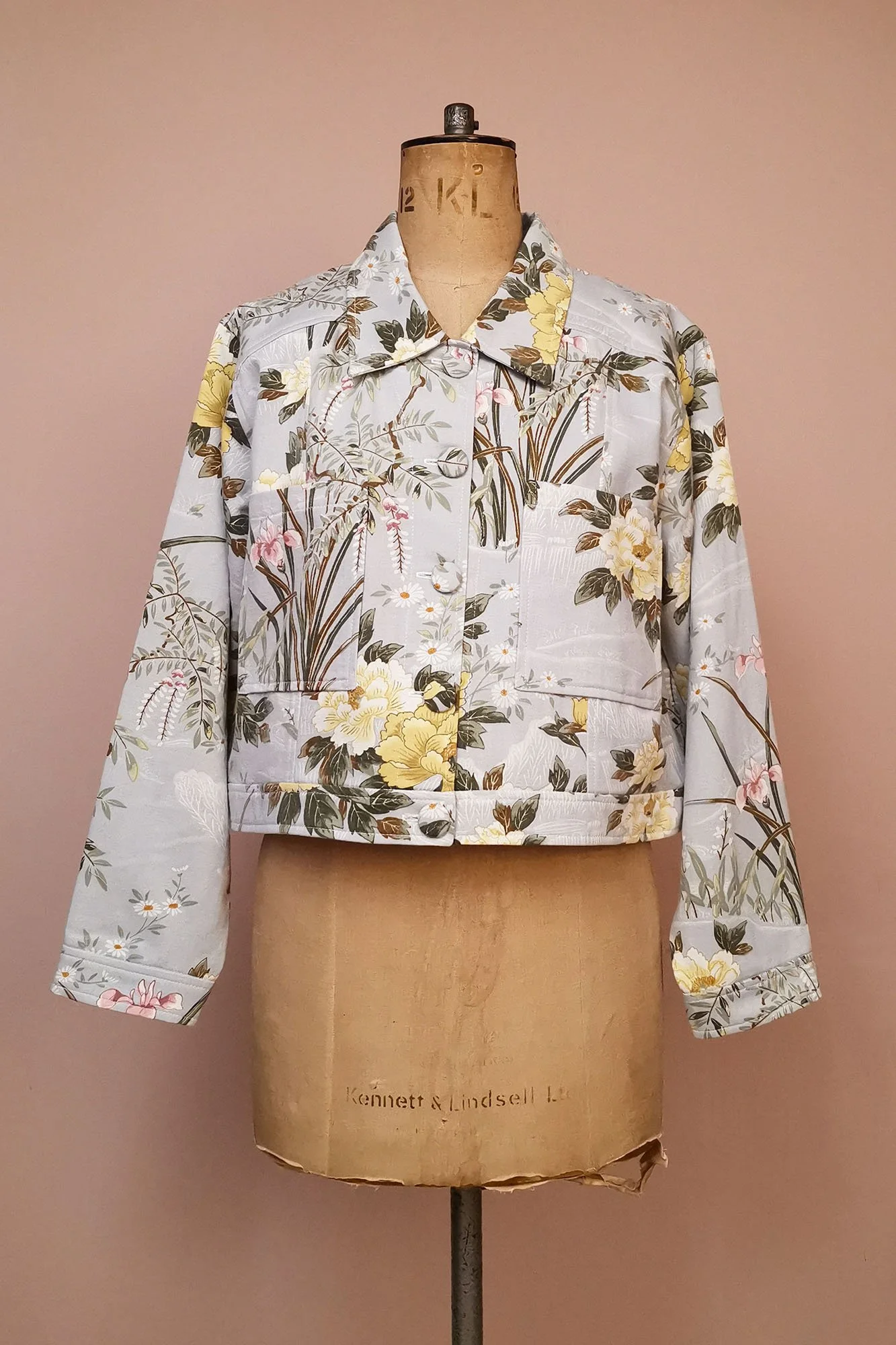 Spring Floral Wildflower Print Upcycled Oversized Jacket