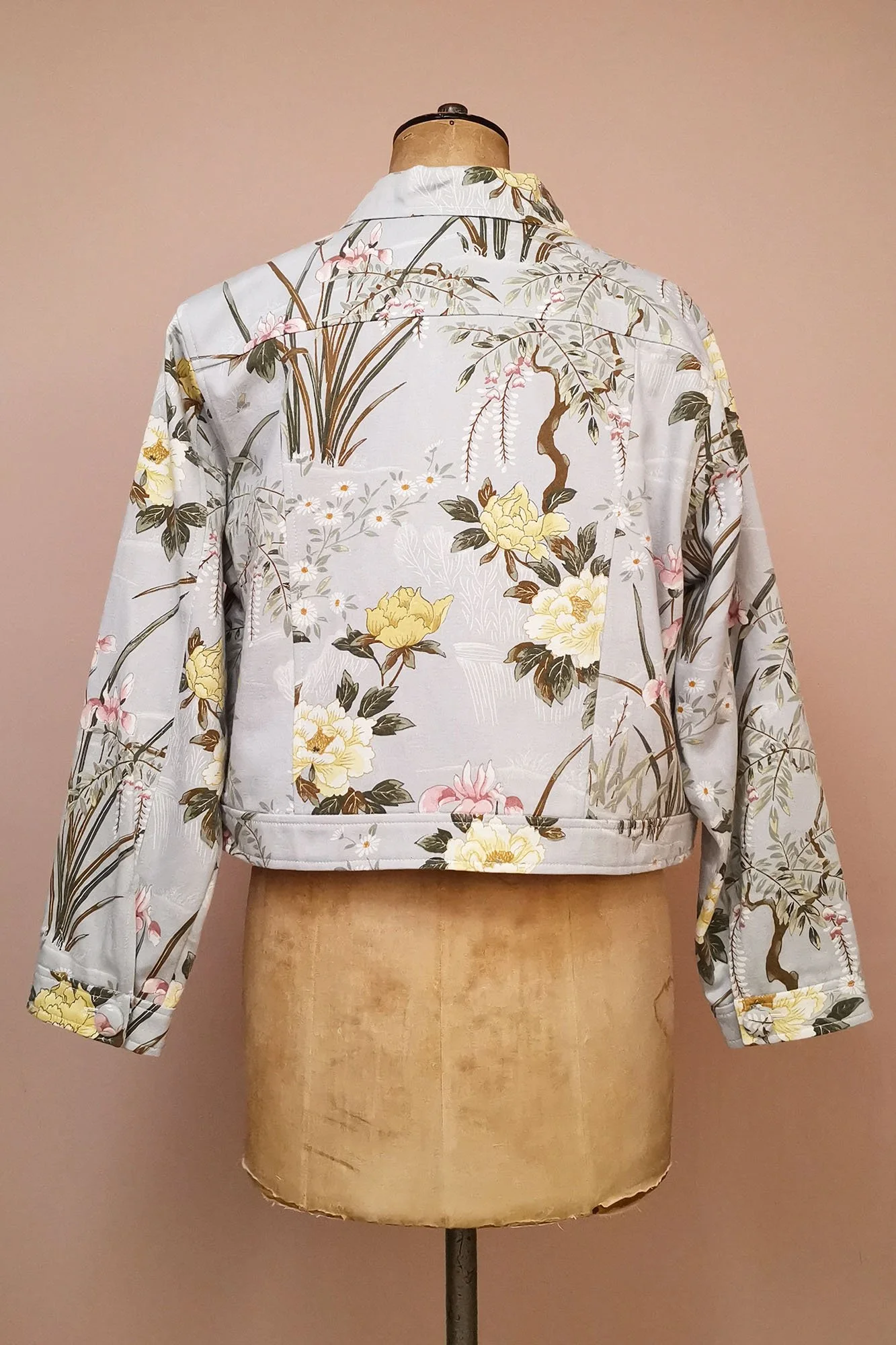 Spring Floral Wildflower Print Upcycled Oversized Jacket