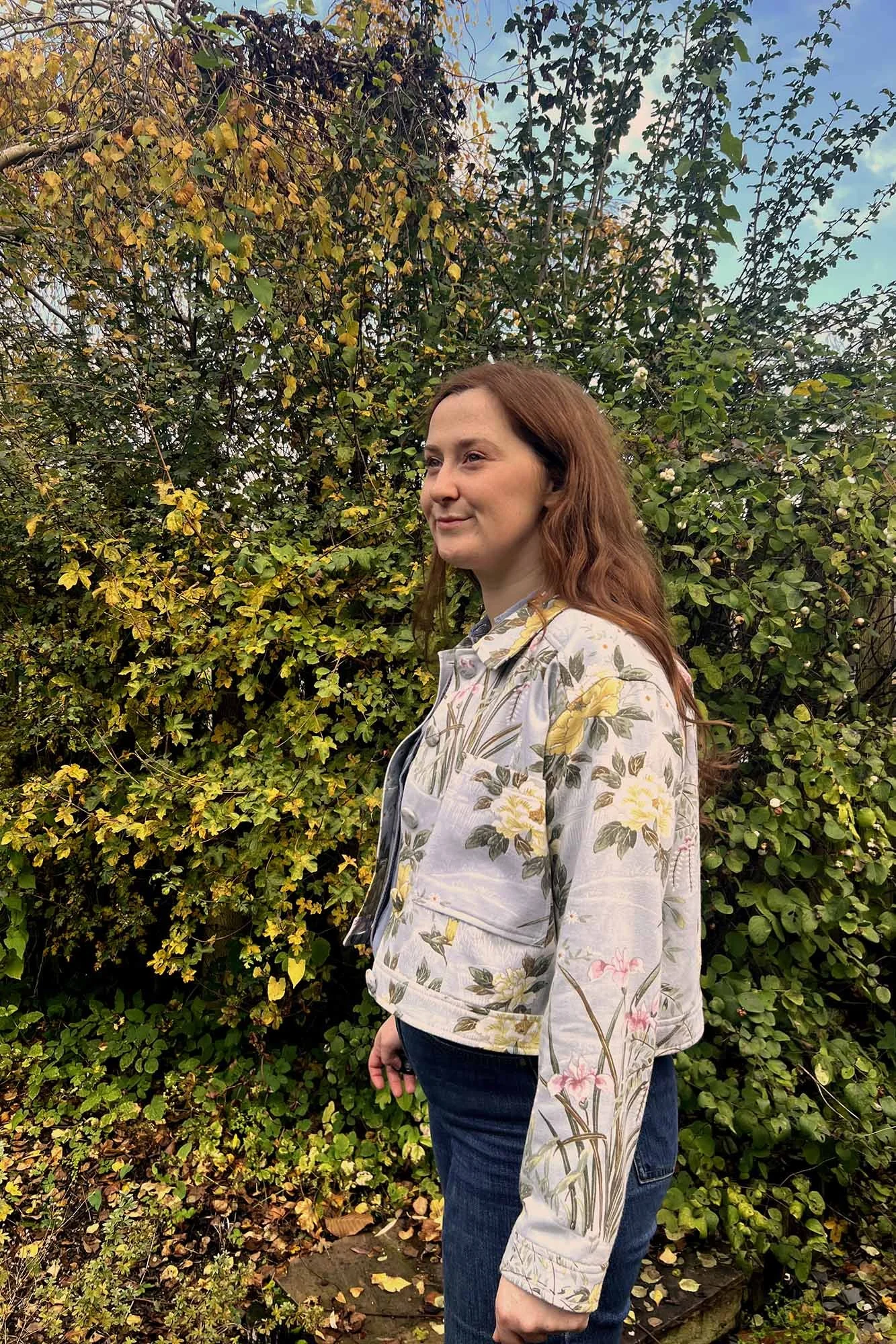 Spring Floral Wildflower Print Upcycled Oversized Jacket