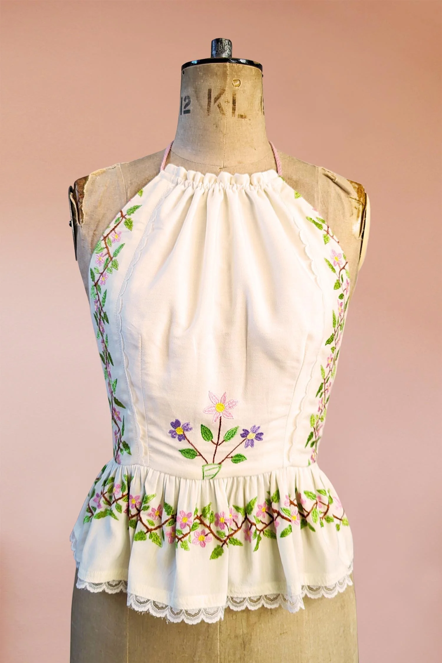 Embroiding Top Design Pretty Blue And White Hand Embroidered Top Made From Vintage Textiles