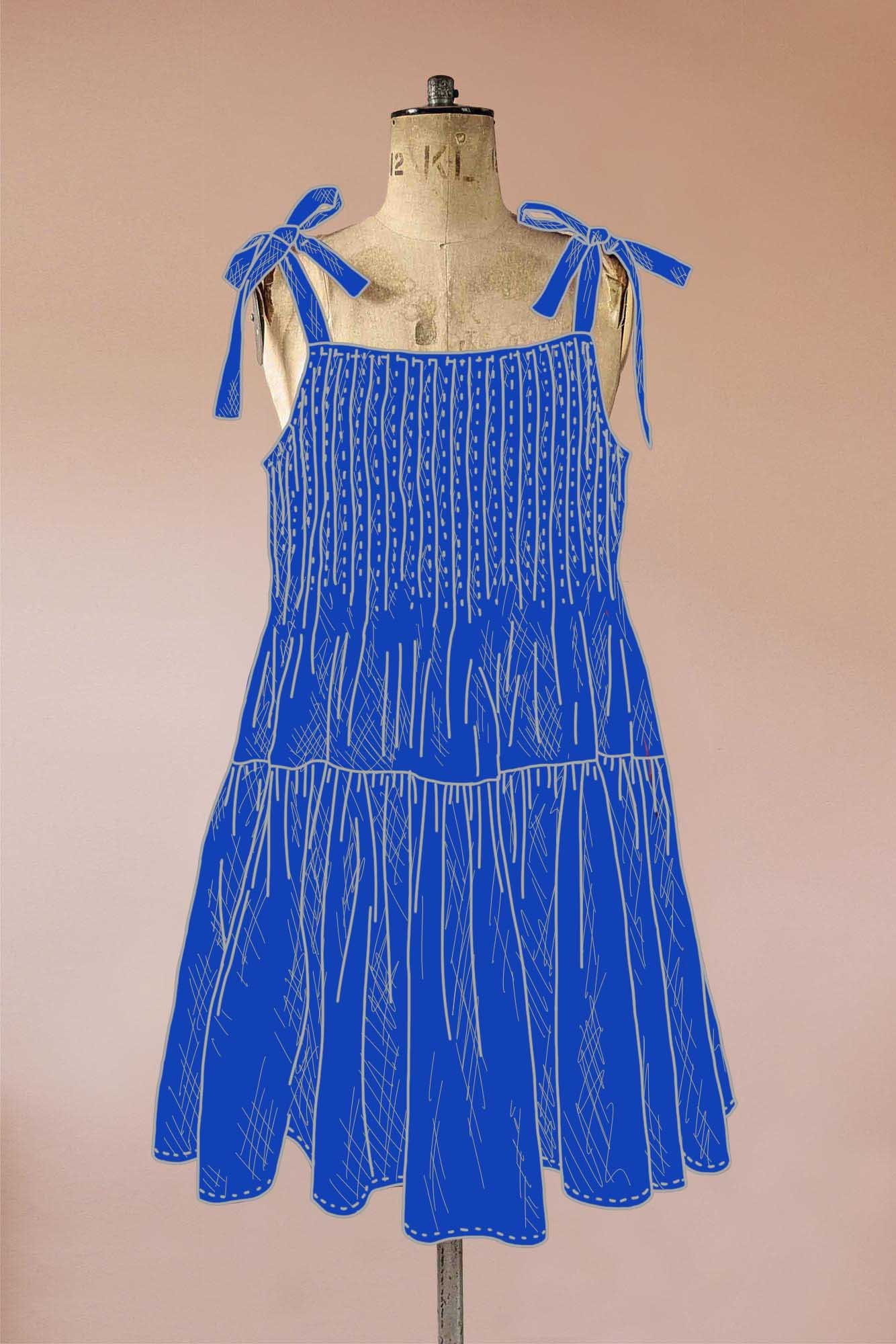 cobalt blue silk mini dress