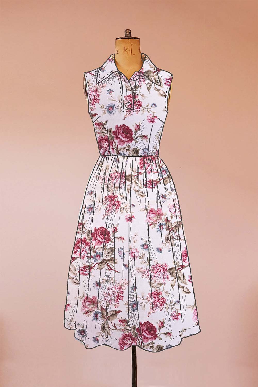 pink cottagecore midi dress