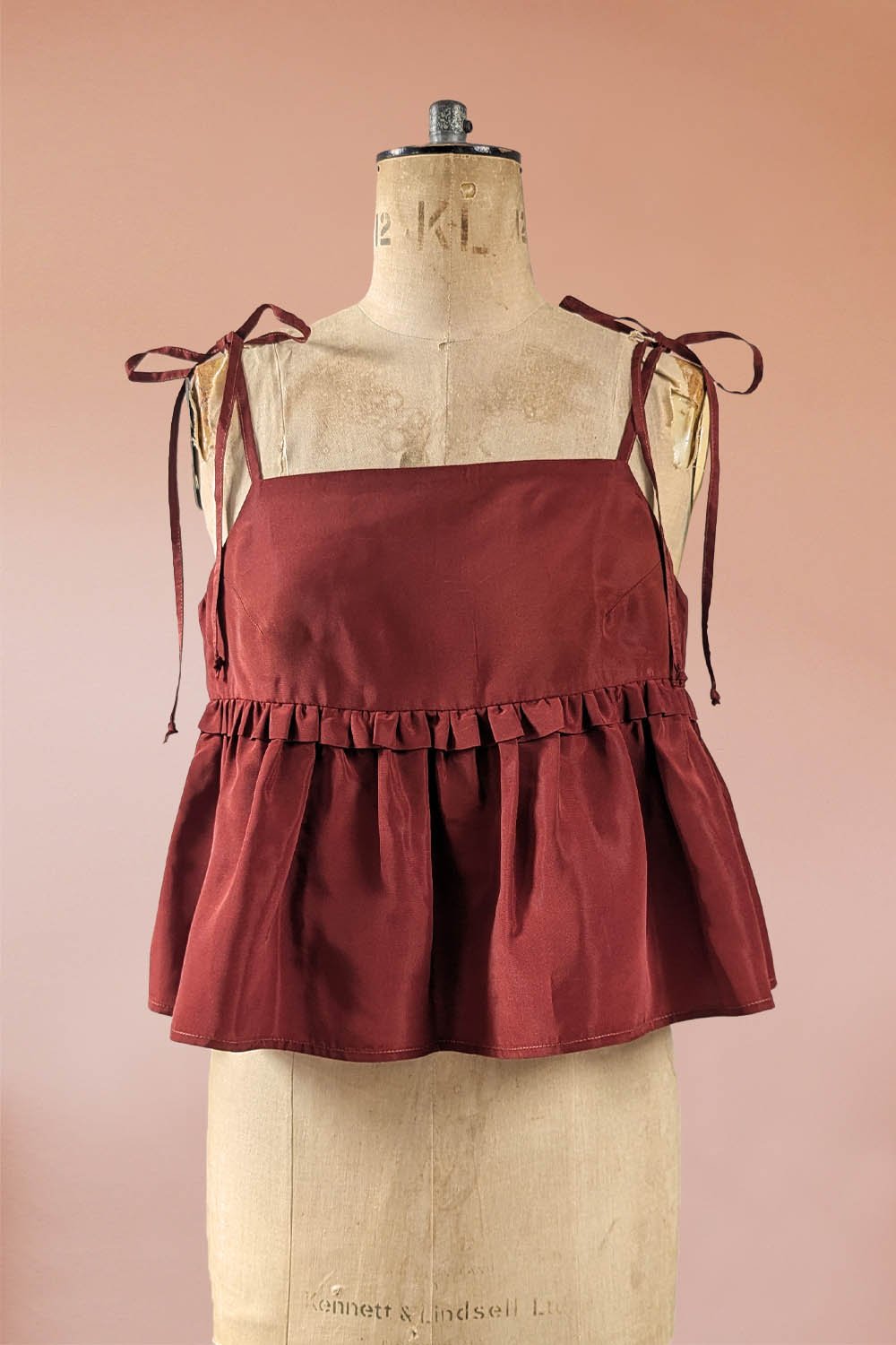 rust red silk babydoll top