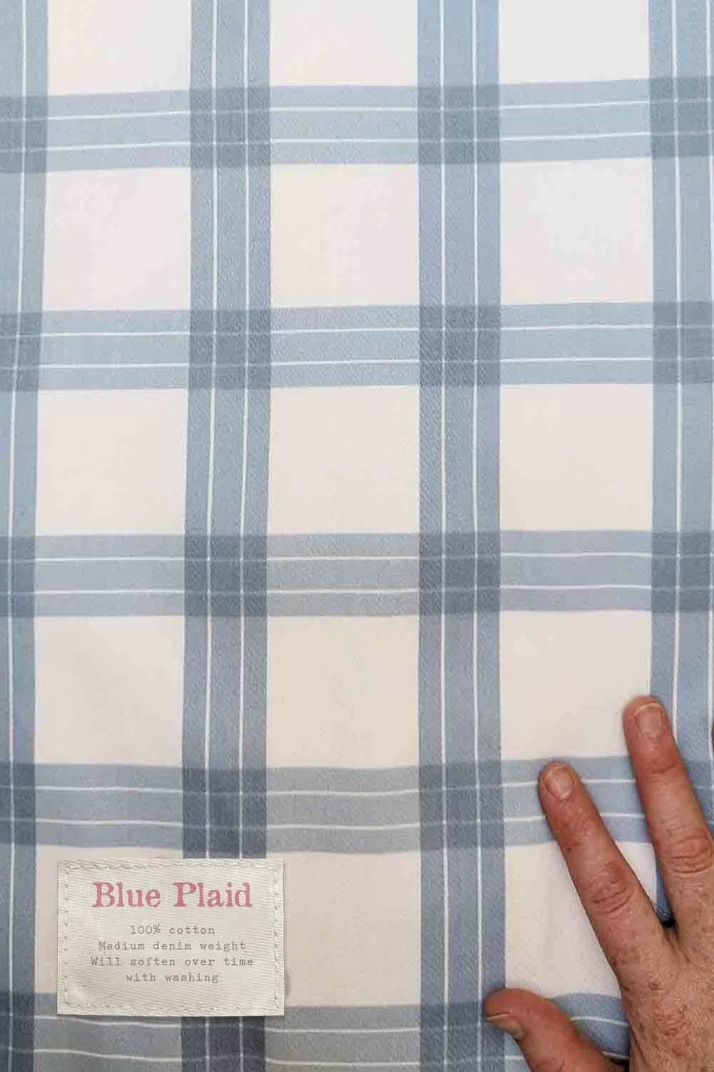 blue plaid vintage fabric