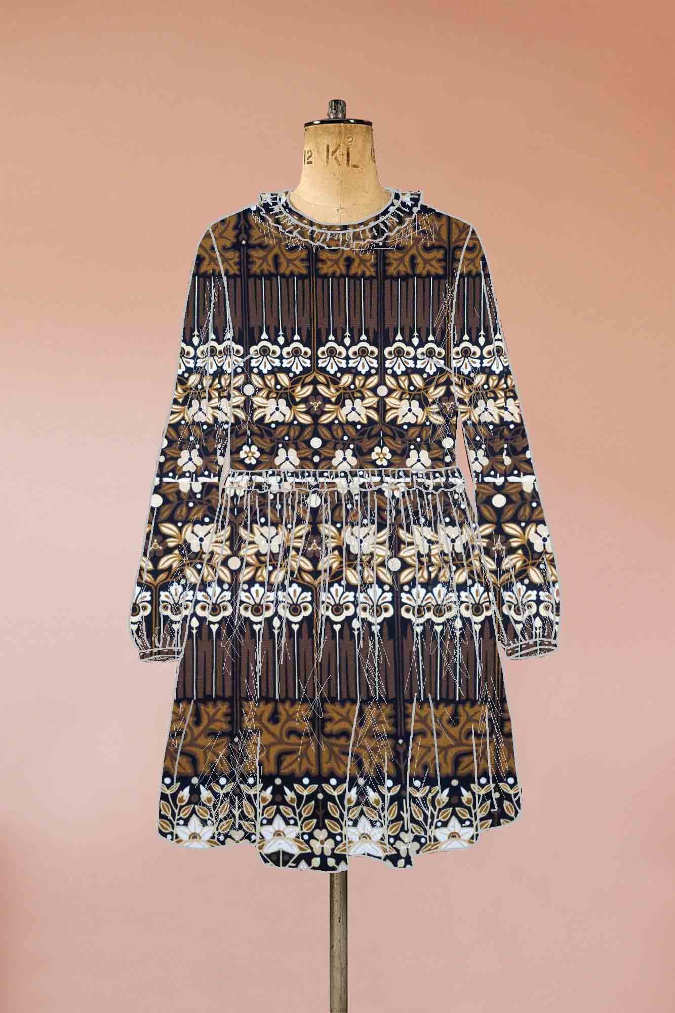 70s print smock dress