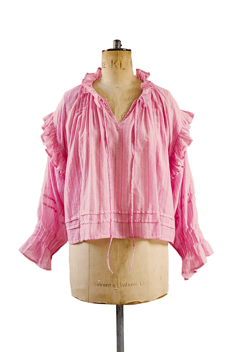 romantic peasant blouse in blush tones