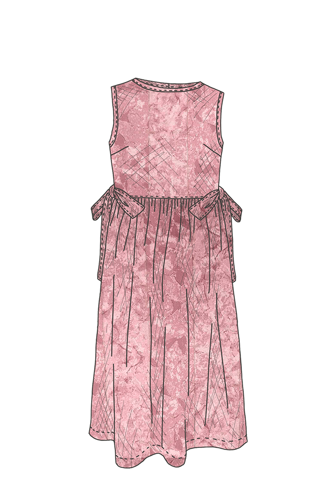 Artisan-crafted 50s style midi dress with bow detail,made-to-order in Britain..