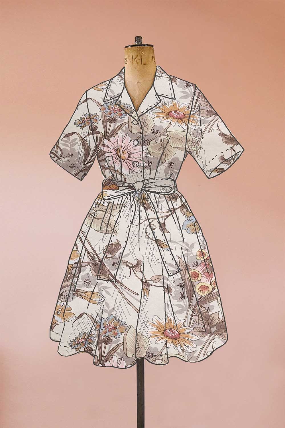 oversized floral denim shirt dress