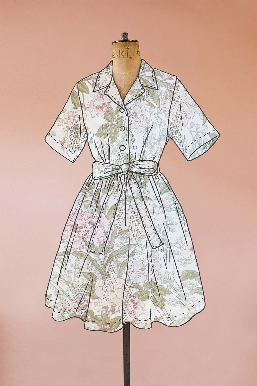 sustainable white floral shirt dress
