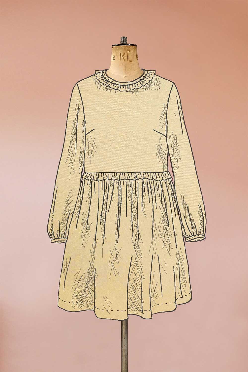 butter yellow smock dress