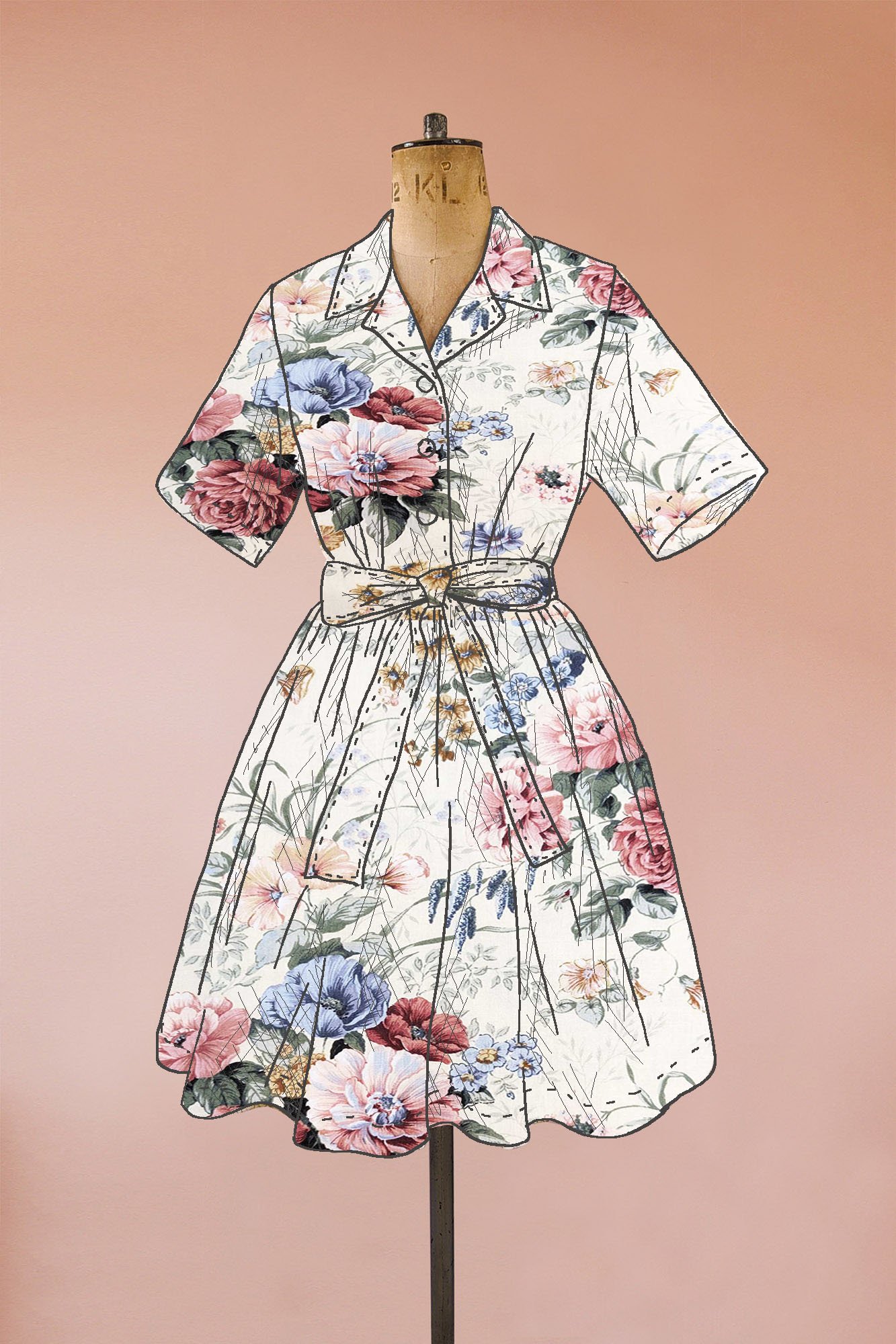 vintage floral upcycled shirt dress