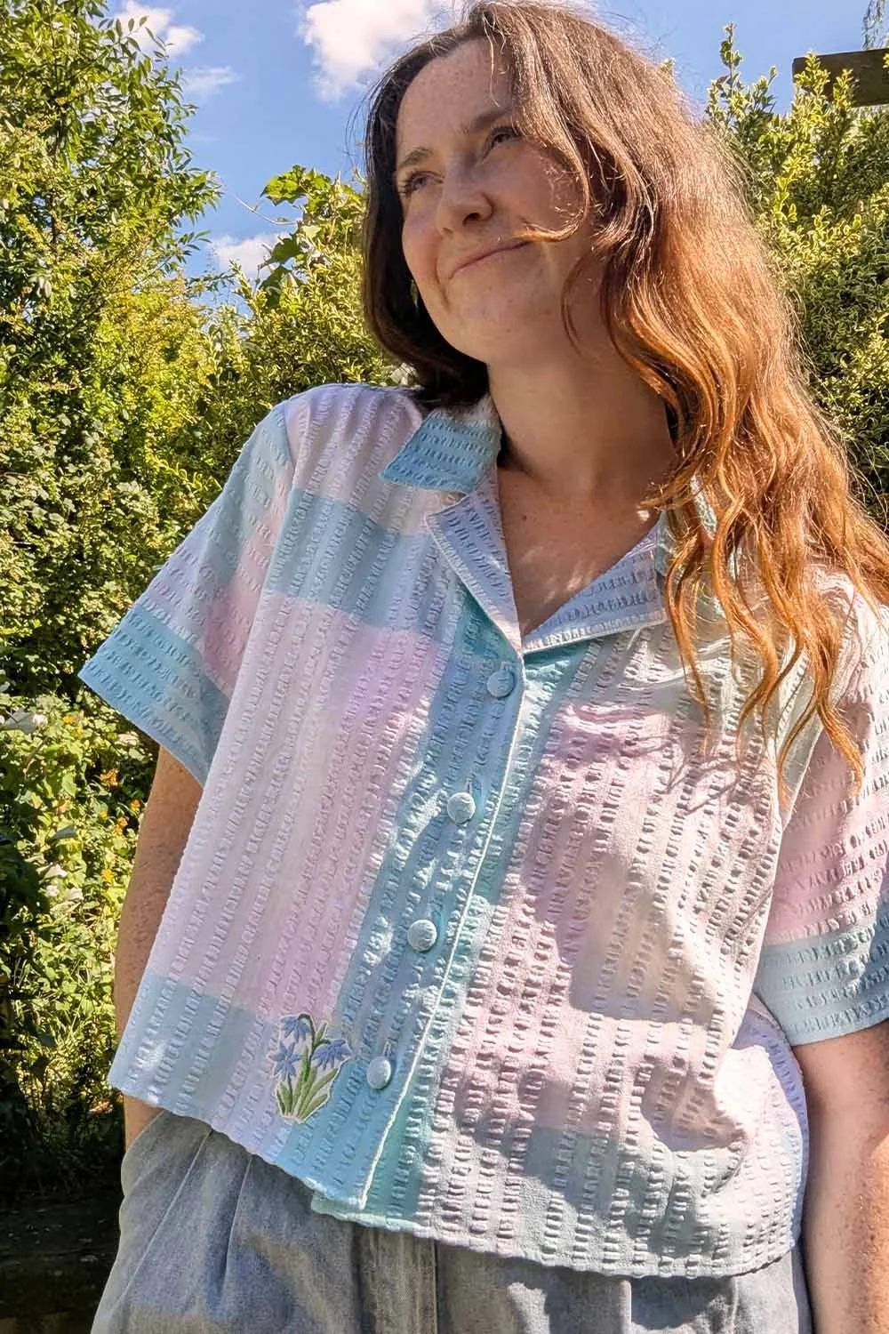 Reworked Vintage Tablecloth Shirt With Hand Embroidery and Crochet Trim ...