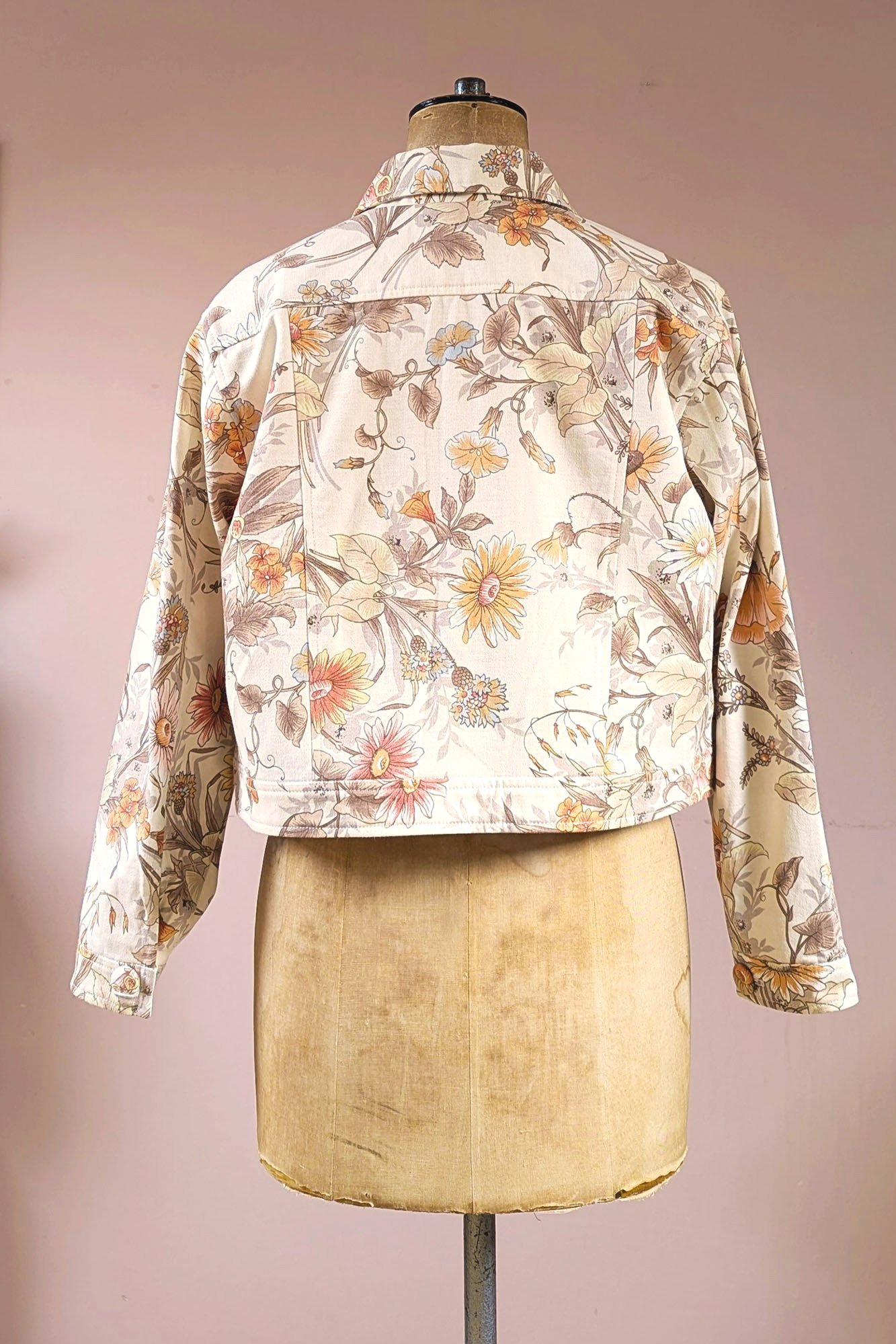 white floral denim jacket