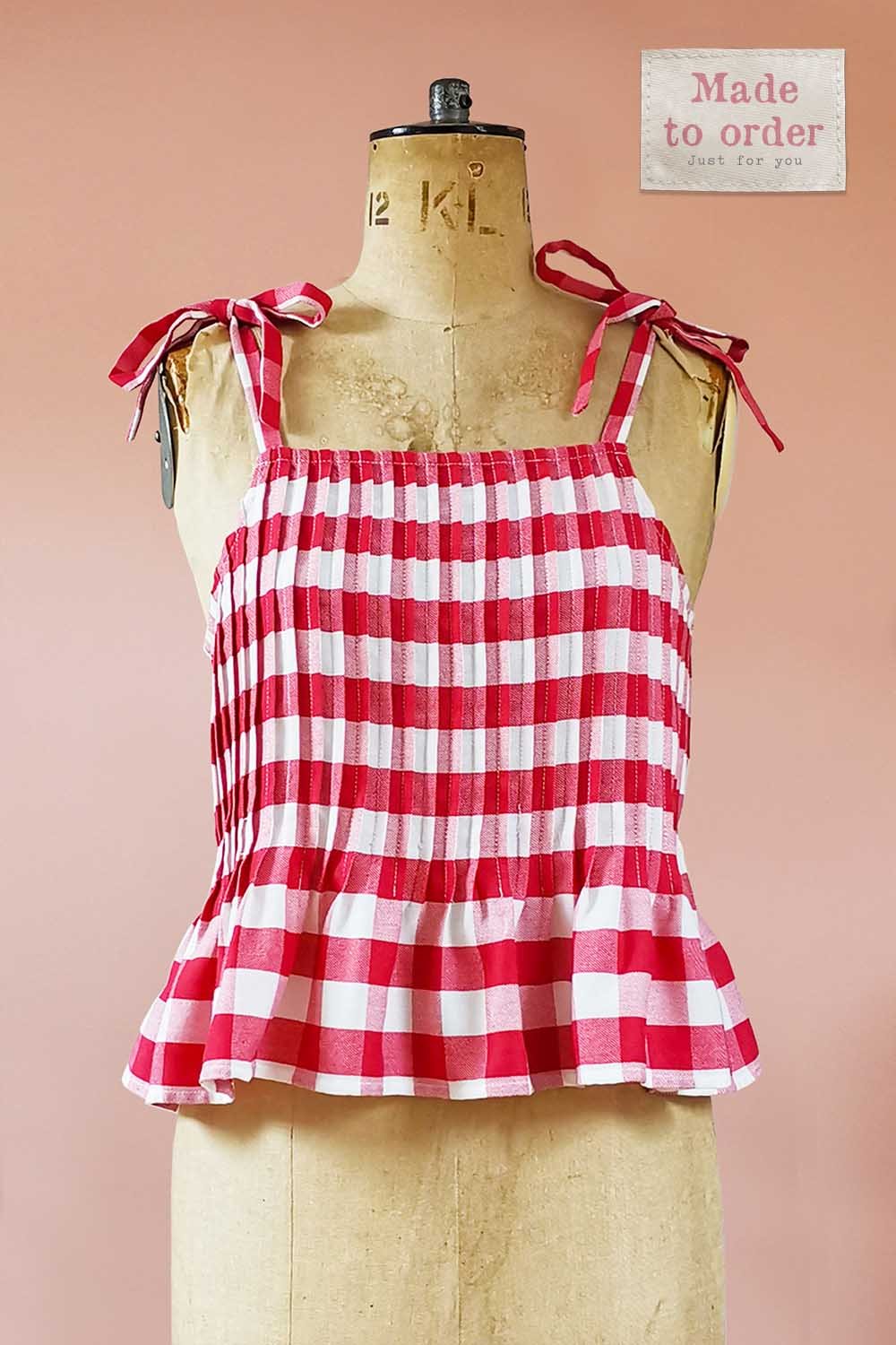 POPPY TOP Red Gingham