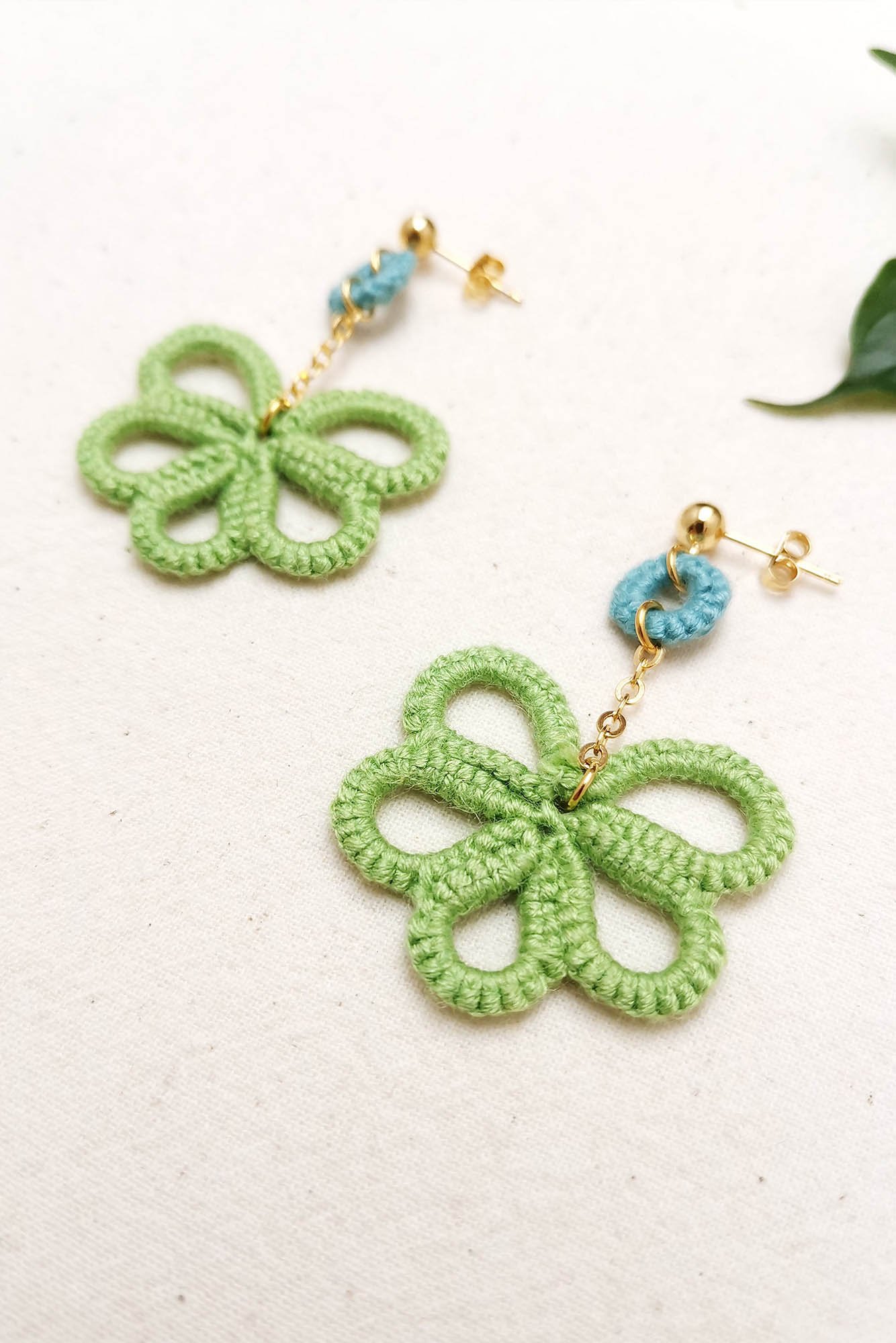 green blue funky earrings