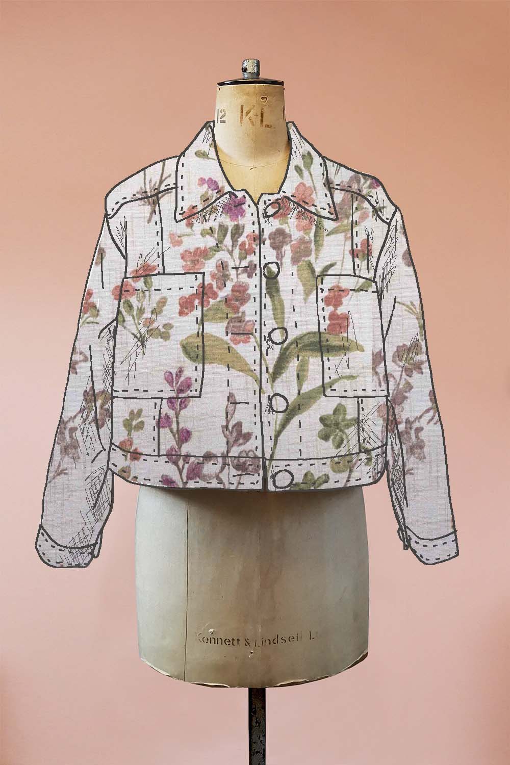 Upcycled floral denim jacket