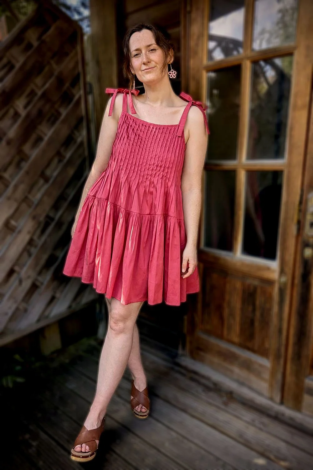 Playful Slow Fashion | Hot Pink Silk Dupion Mini Dress - Daffodil + Leek