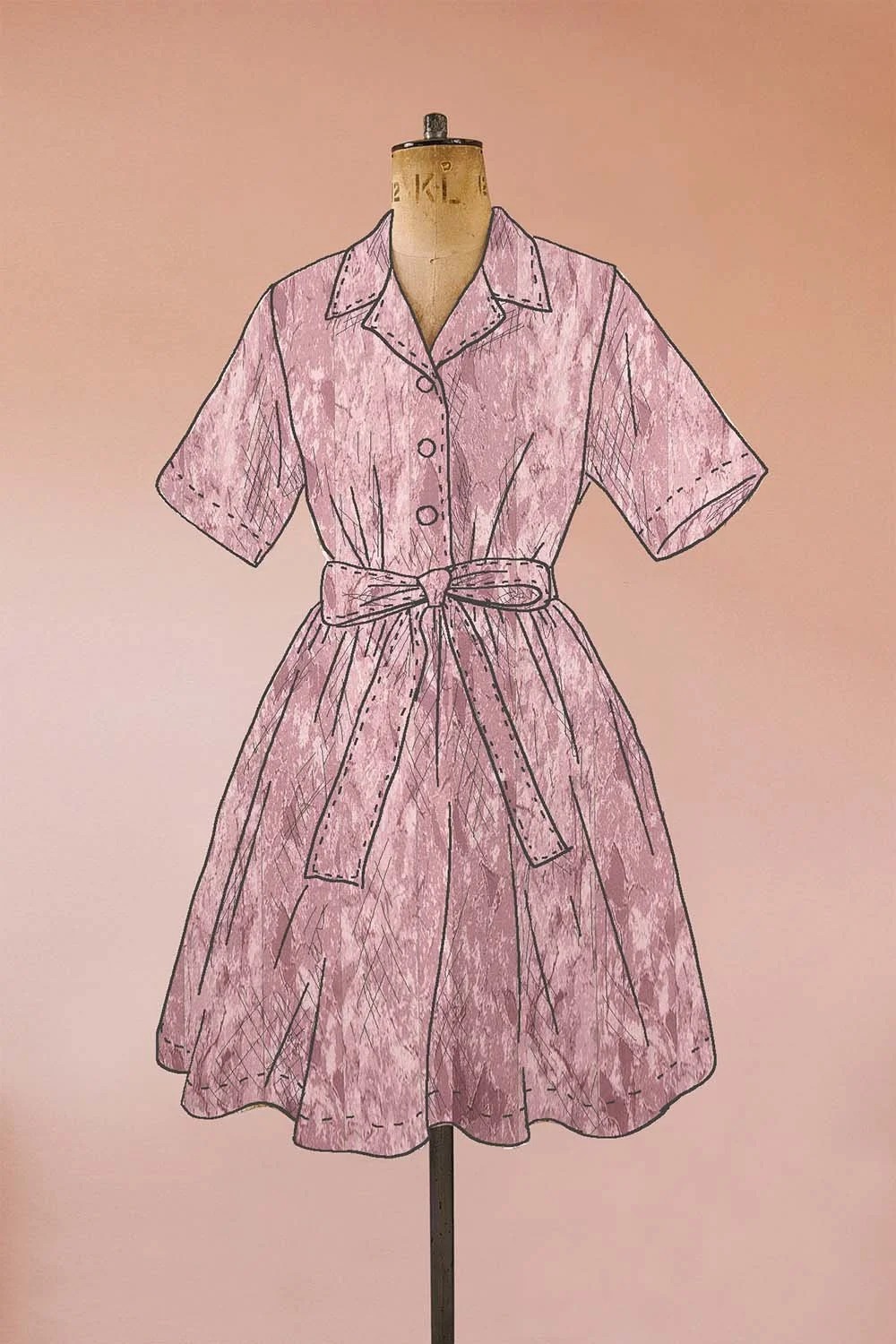 pink denim style mini shirt dress