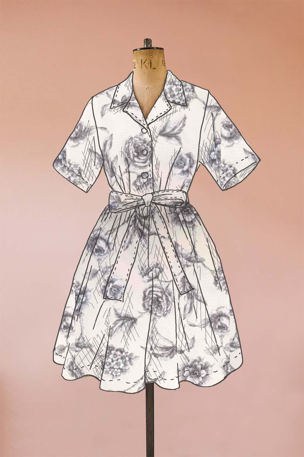 black and white floral summer shirt dress