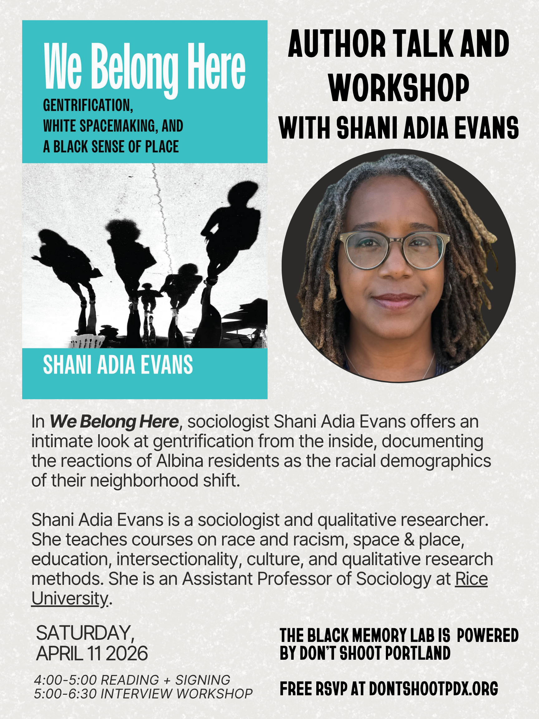 Author Talk + Workshop with Dr. Shani Evans