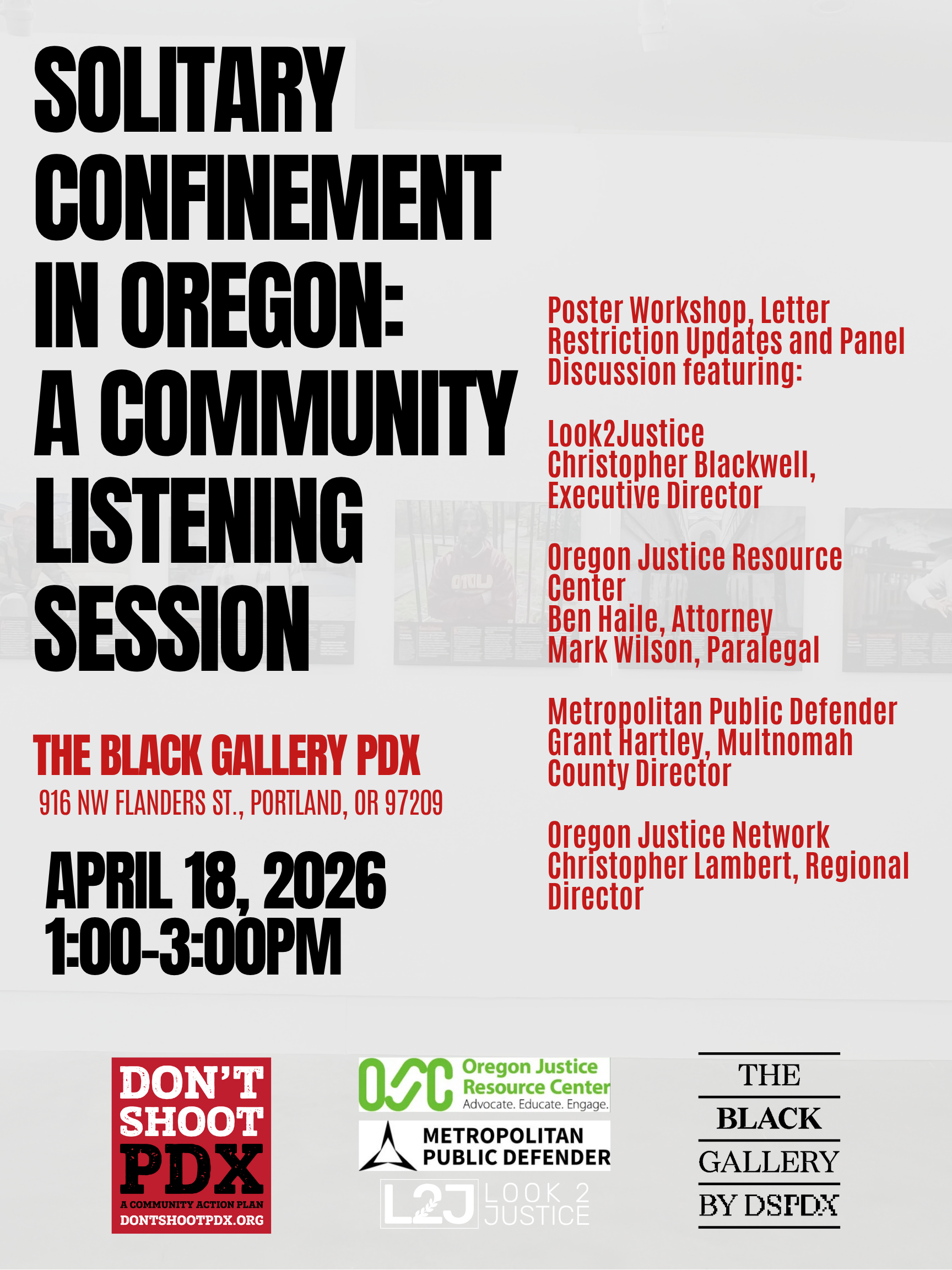 Solitary Confinement in Oregon: A Community Listening Session &amp; Poster Making Workshop