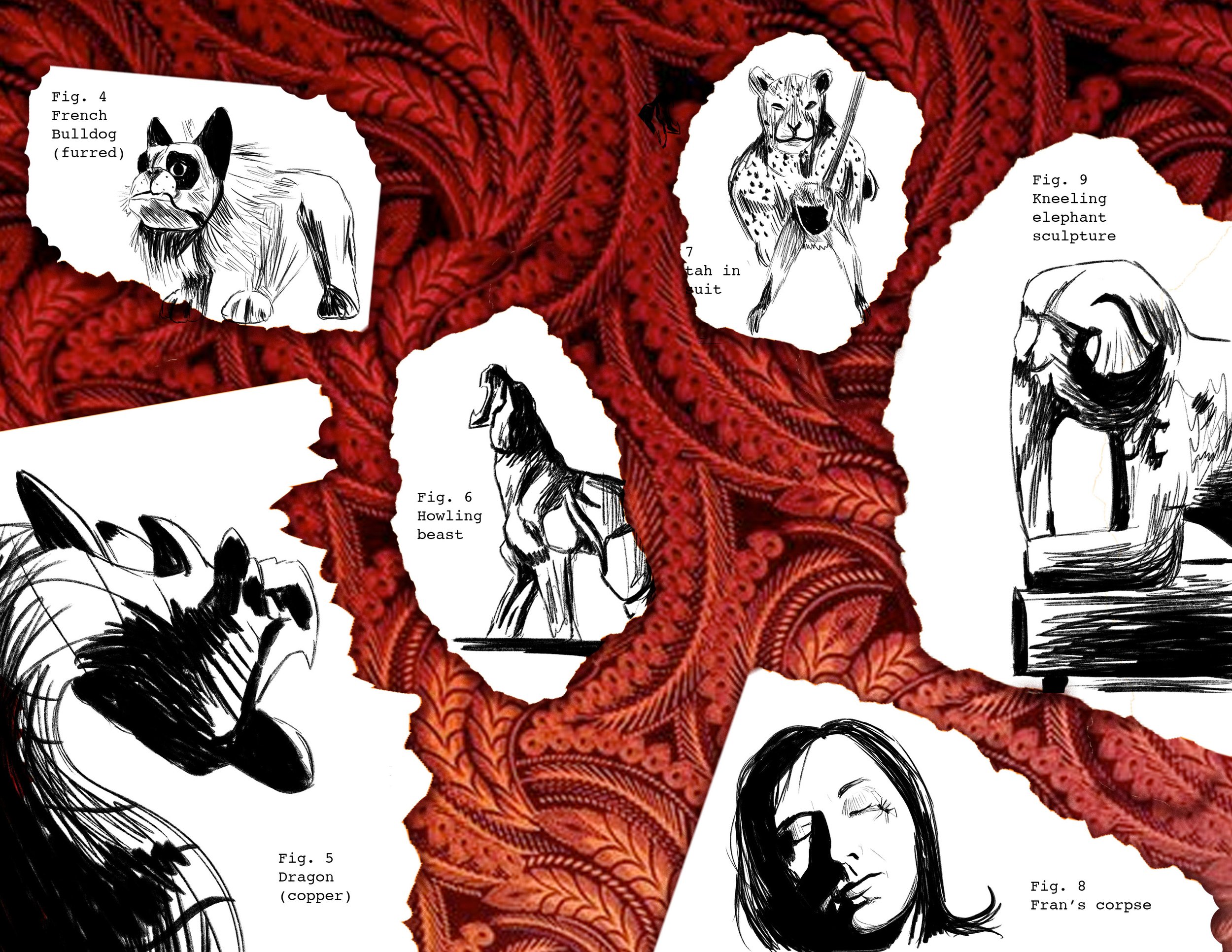 Spread from "Knives Out, Beaks Bloody" zine