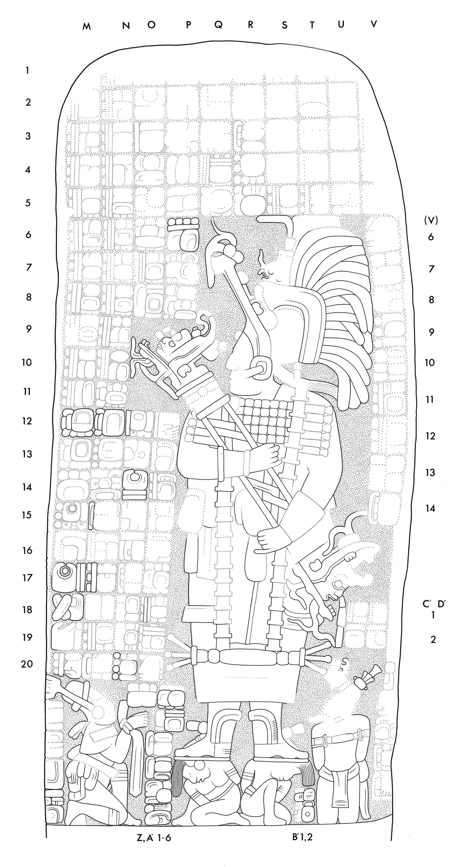 Carved Maya stela recorded at the Cobá archaeological site in Mexico.