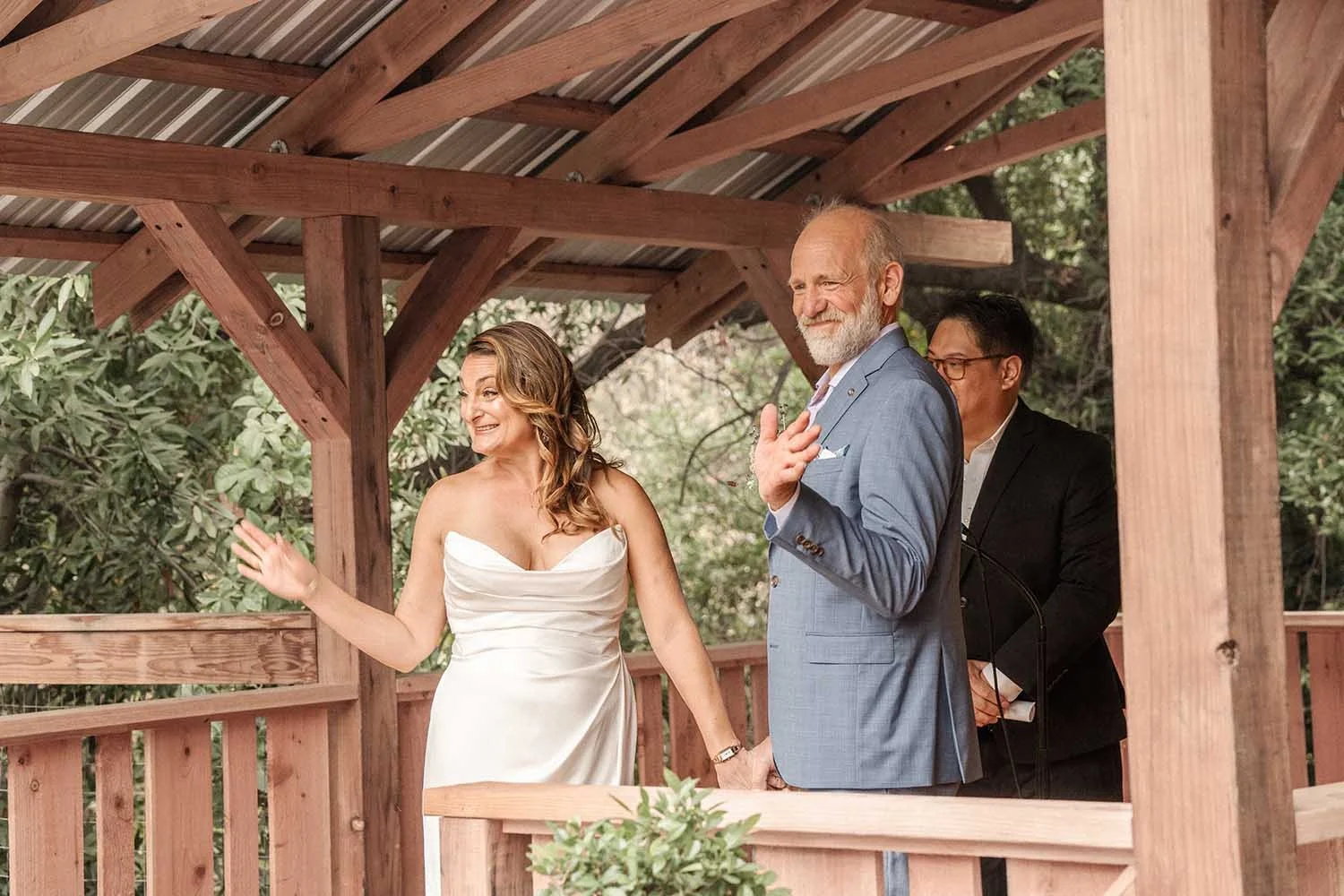 bride and groom waving in mill valleyjpg.jpg