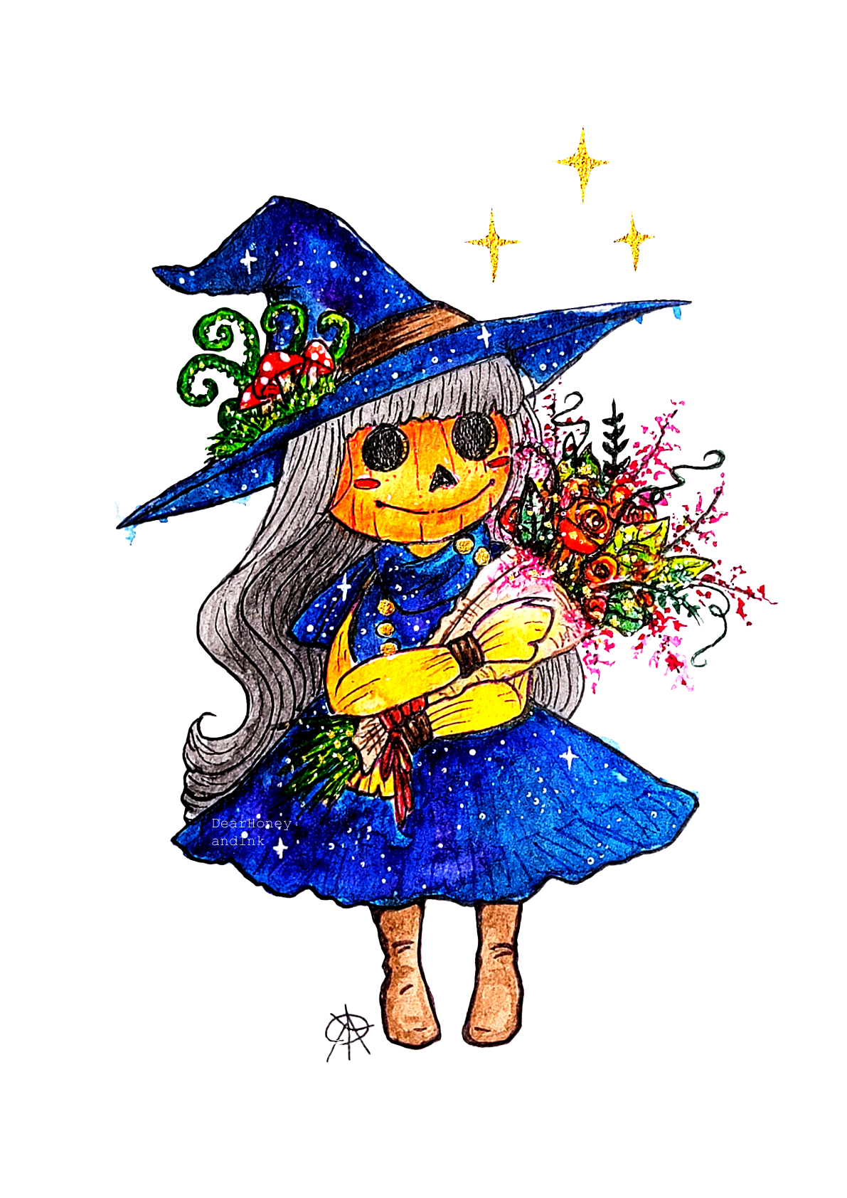 Pumpkin Bouquet
Watercolor and Ink