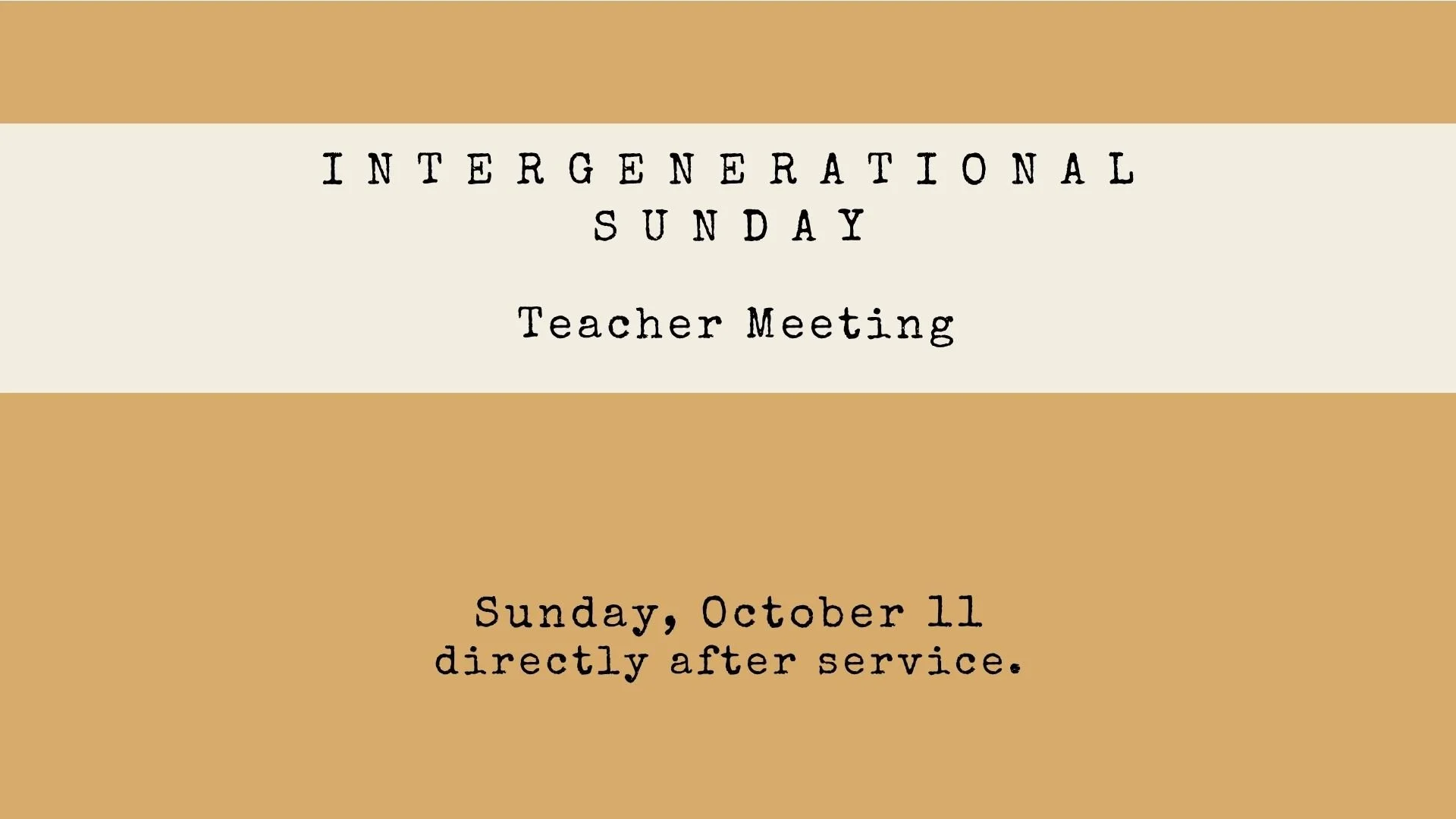 Intergenerational Sunday Teacher Meeting