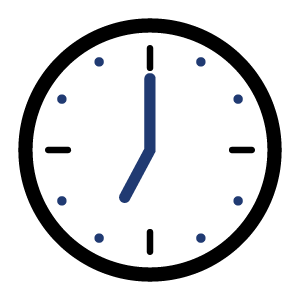 A clock showing the time as 7:00.