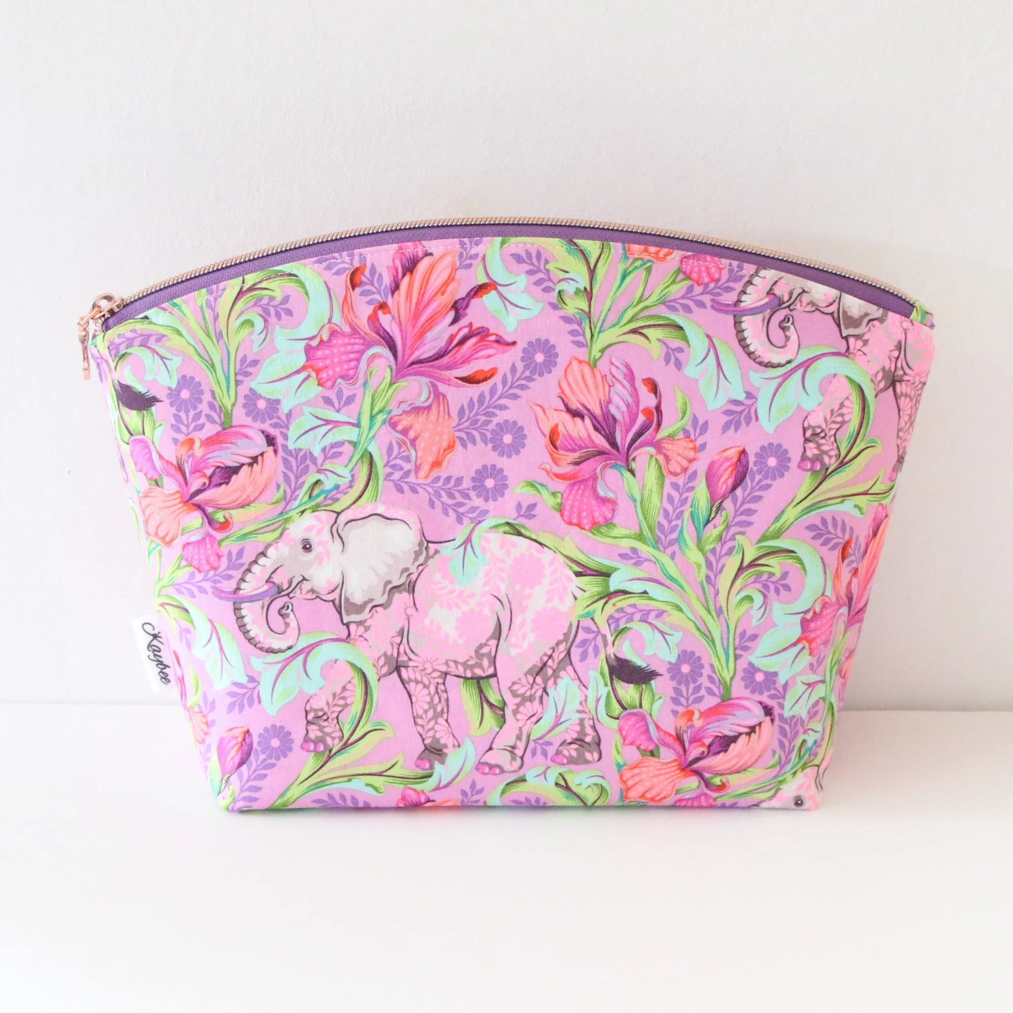 Kaybee Creations NZ Large Makeup Bag Pink Elephants