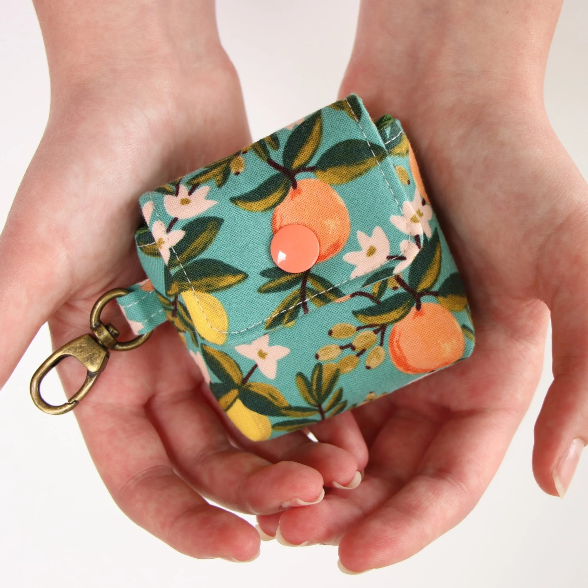Audiobook Earbud Pouch - Citrus Blossom in Teal