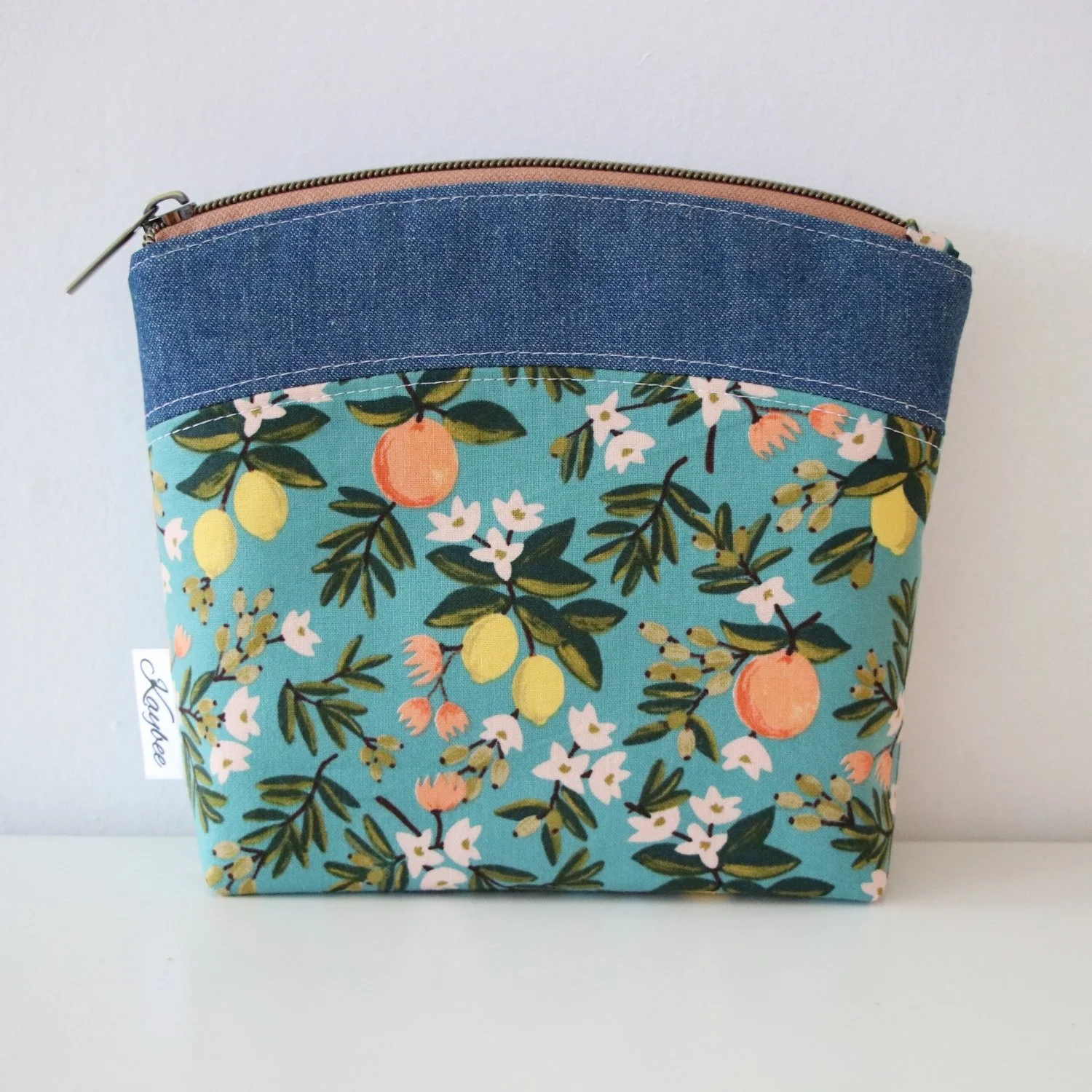Makeup Bag - Citrus Blossom Teal