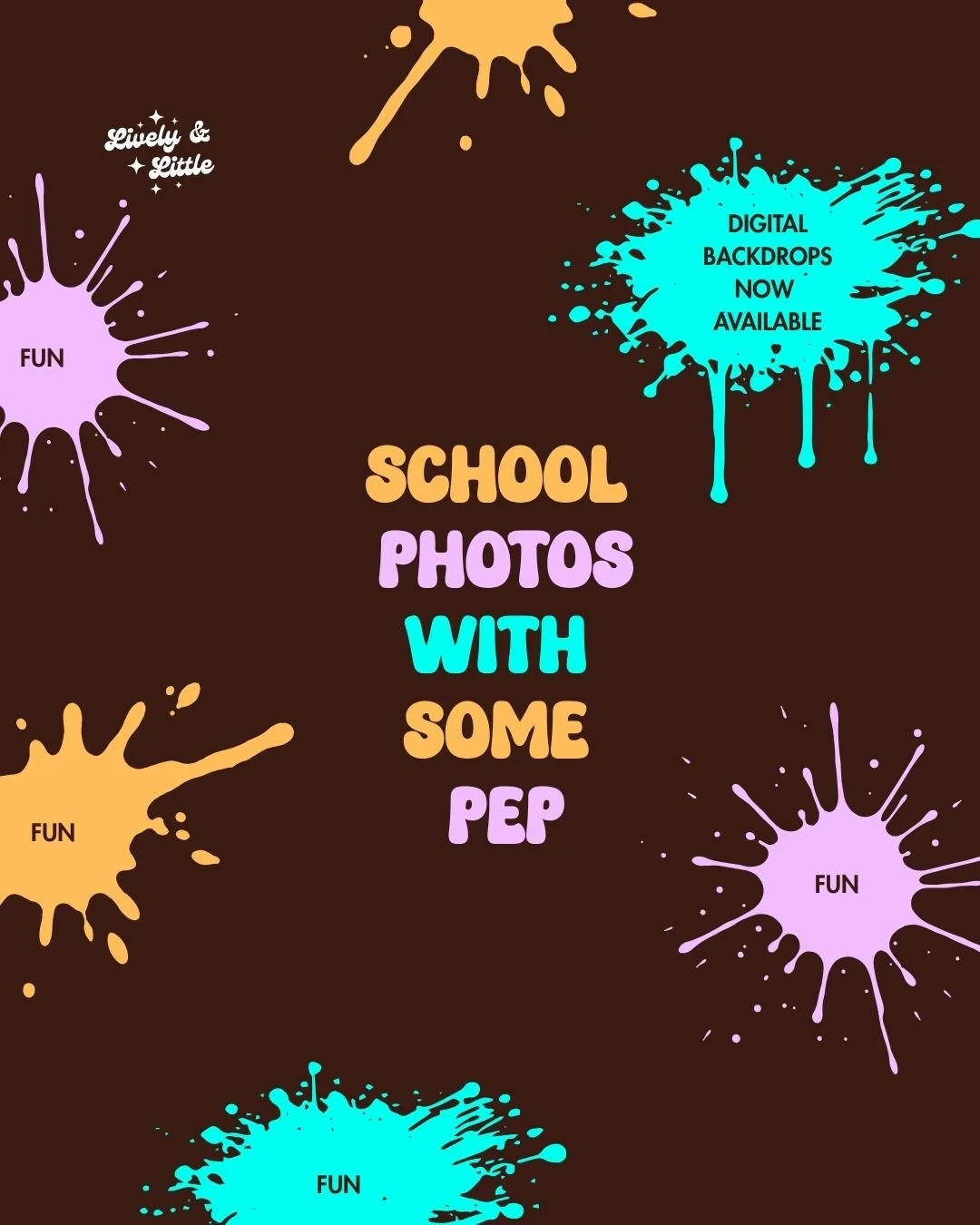 SCHOOLS! You can now choose between classic OR digital backdrops (the kind where parents can choose their own background). I am excited to share that these backdrops are unique to Lively &amp; Little look polished and have a few that the kids will lo