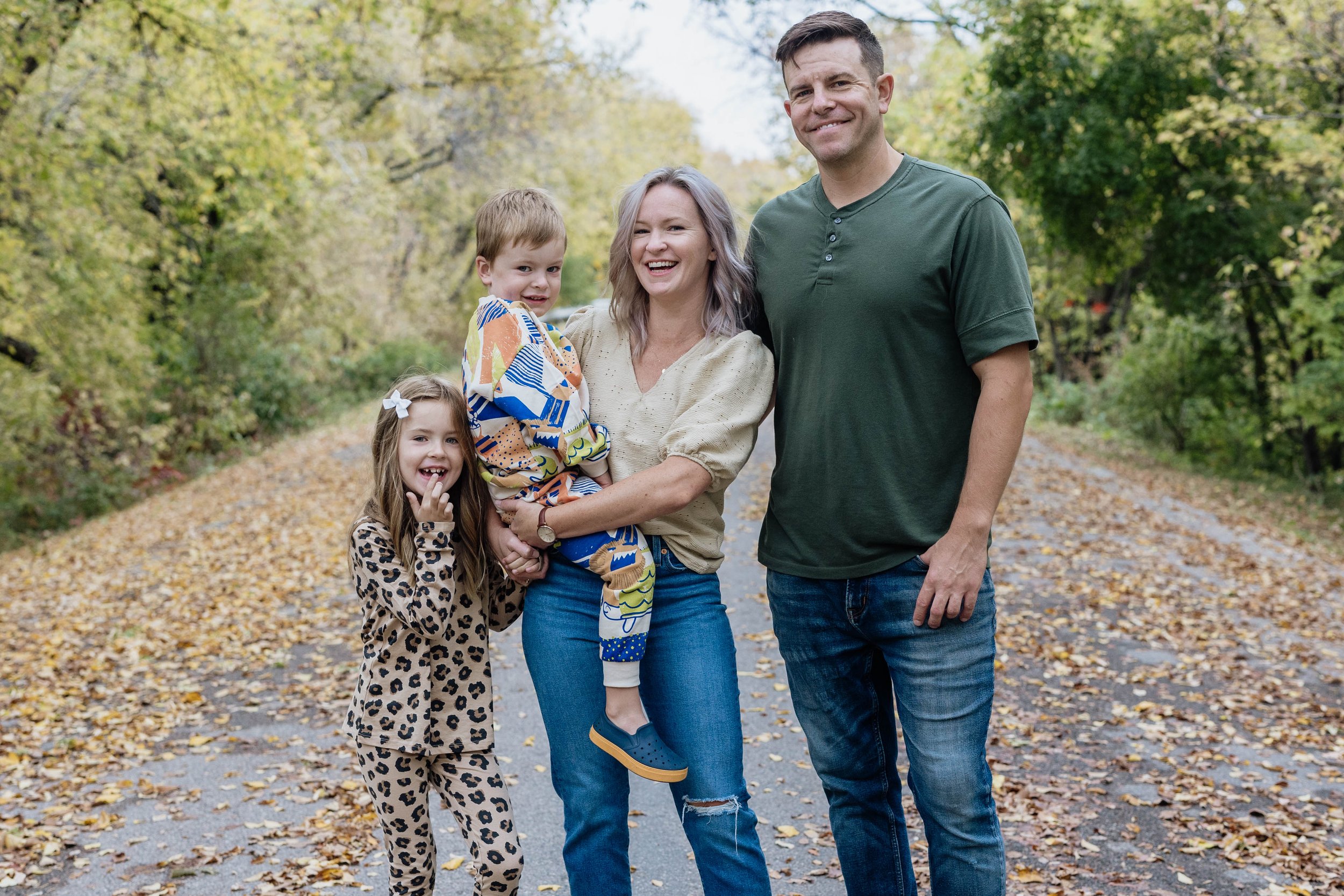 Family on Churchill Drive for Family photos in the fall