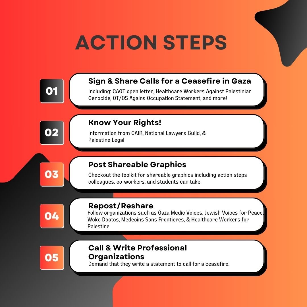    Action steps 1 sing and share calls for a ceasefire in Gaza 2 know your rights 3 post shareable graphics 4 repost/reshare 5 call and write professional organizations   