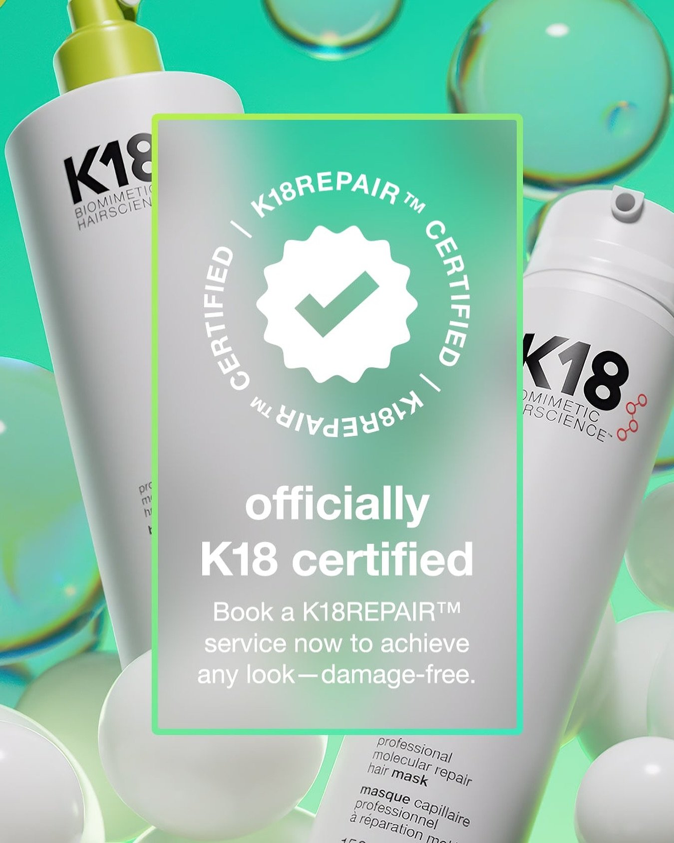 Yes yes and yes again!! 

All of my color service pricing will be reflect the use of K18. 

You want to try it as a treatment??? 
Find it in the add on menu! 

Repairs heat damage, perfects curls and corrects color damage&hellip;.. INSTANTLY! 
#k18 
